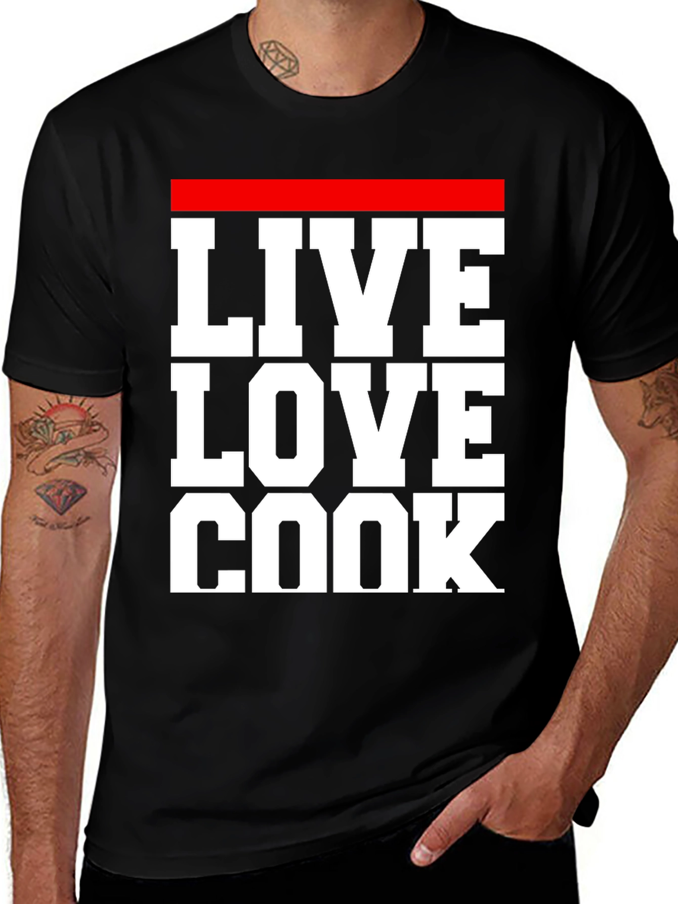 Variant 19 of Live Love Cook T-Shirt - Chef Inspired Graphic Tee