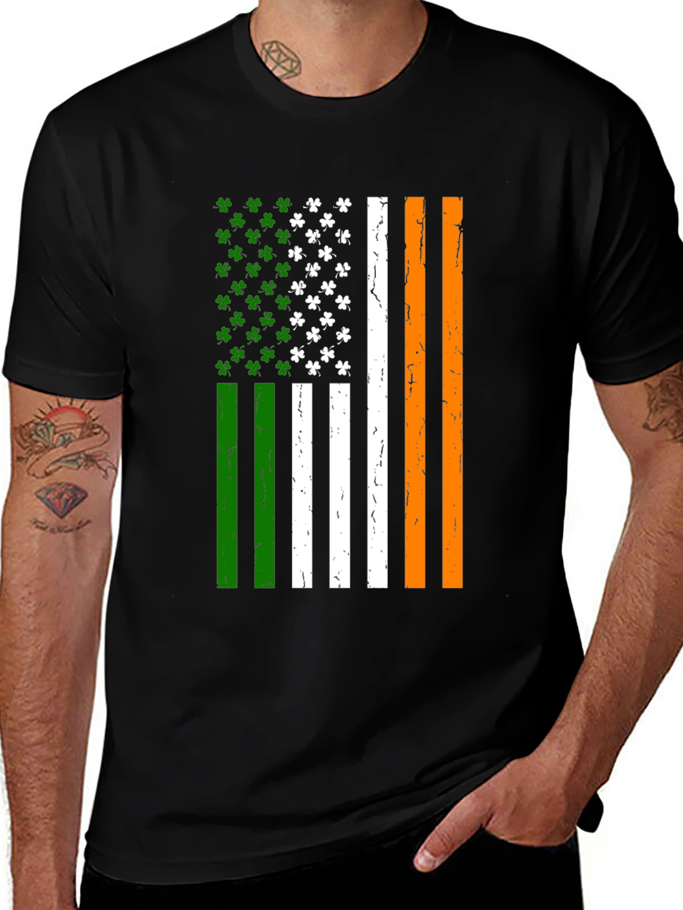 Irish American Flag T-Shirt Shamrock Pride