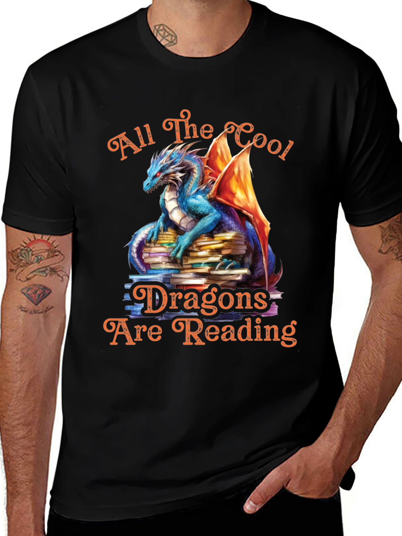 Variant 19 of All The Cool Dragons Reading Graphic Tee