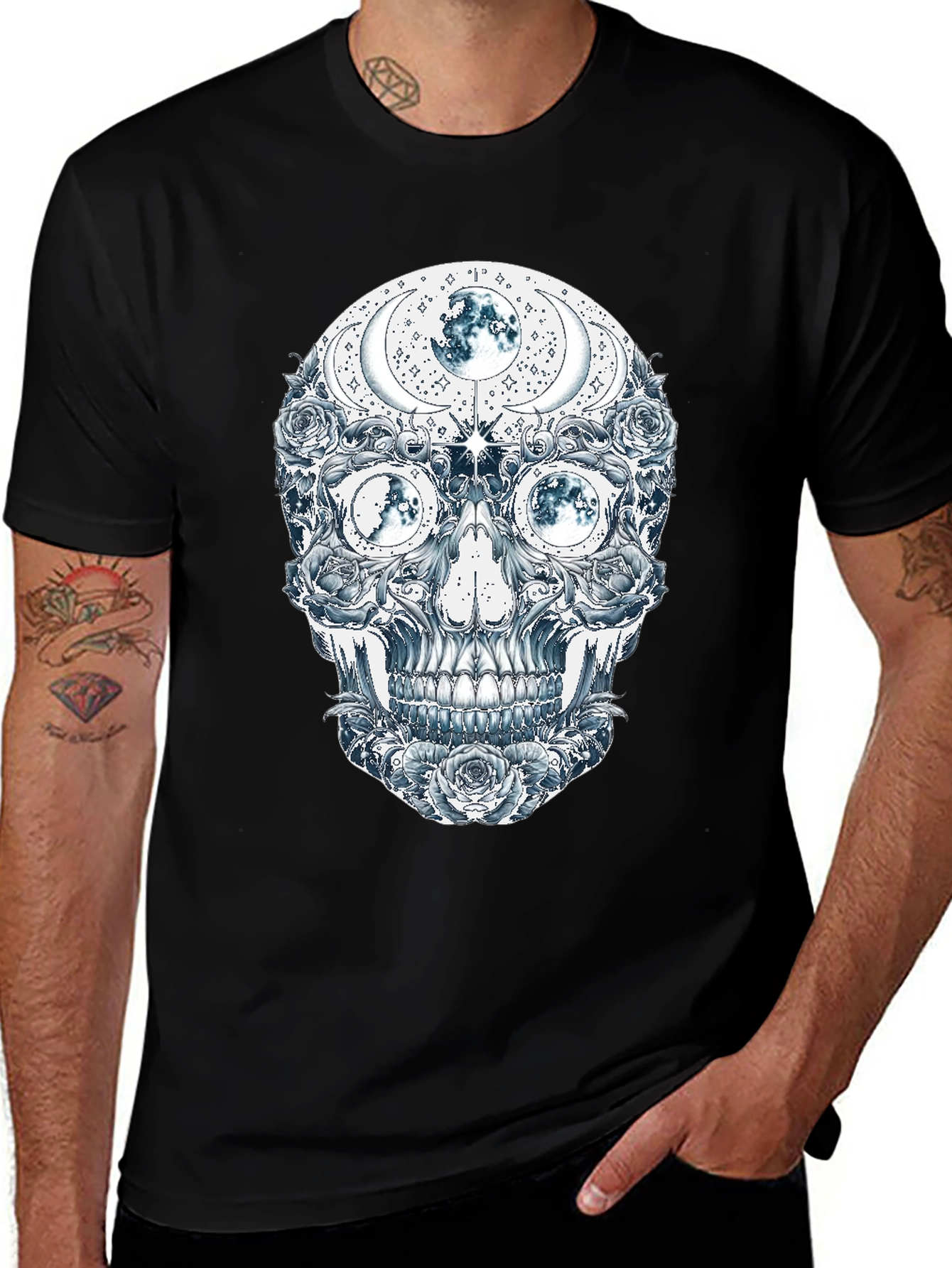 Variant 27 of Floral Skull Moon Phases T-Shirt