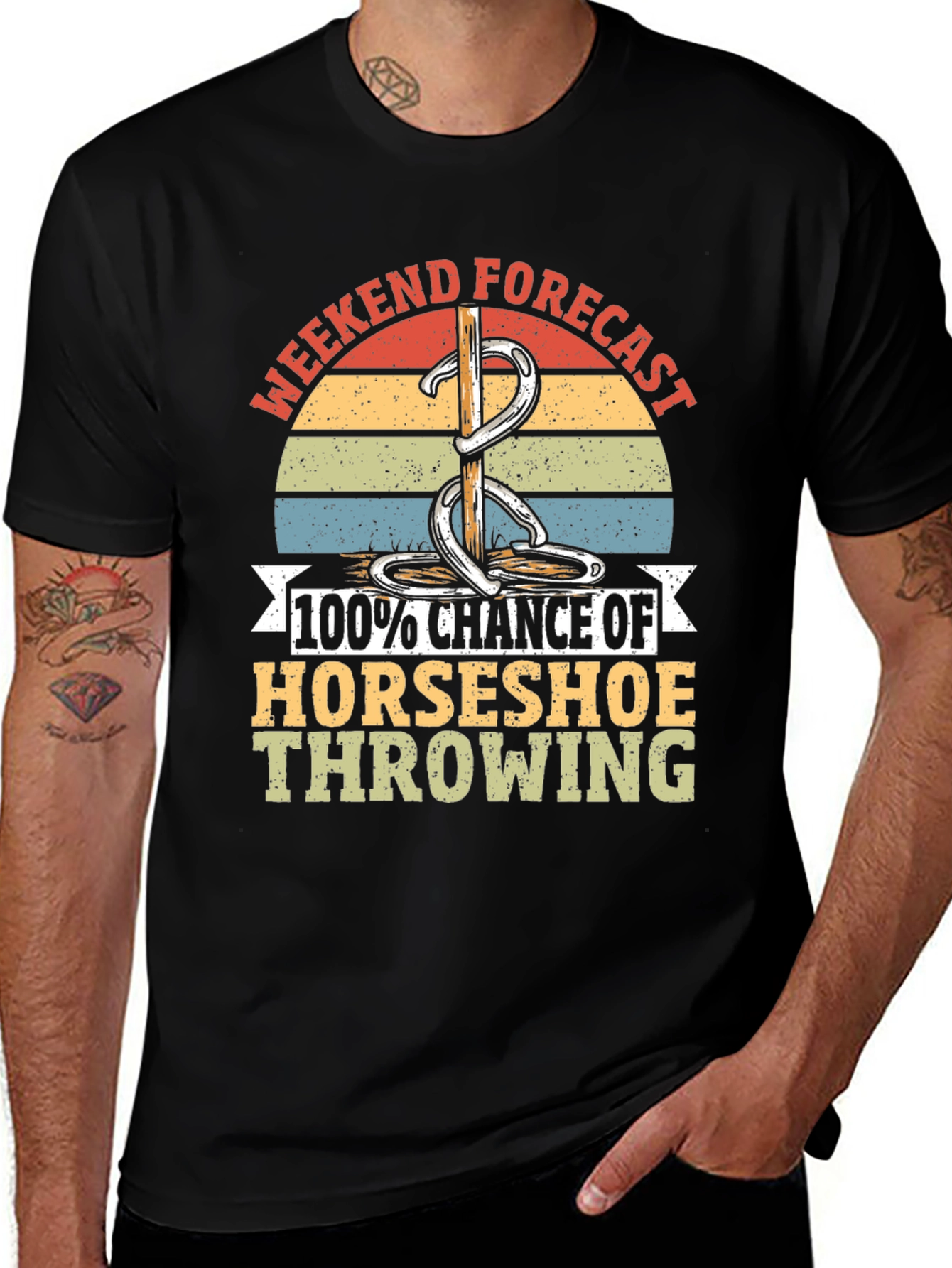 Variant 9 of Horseshoe Throwing T-Shirt - Weekend Forecast Tee