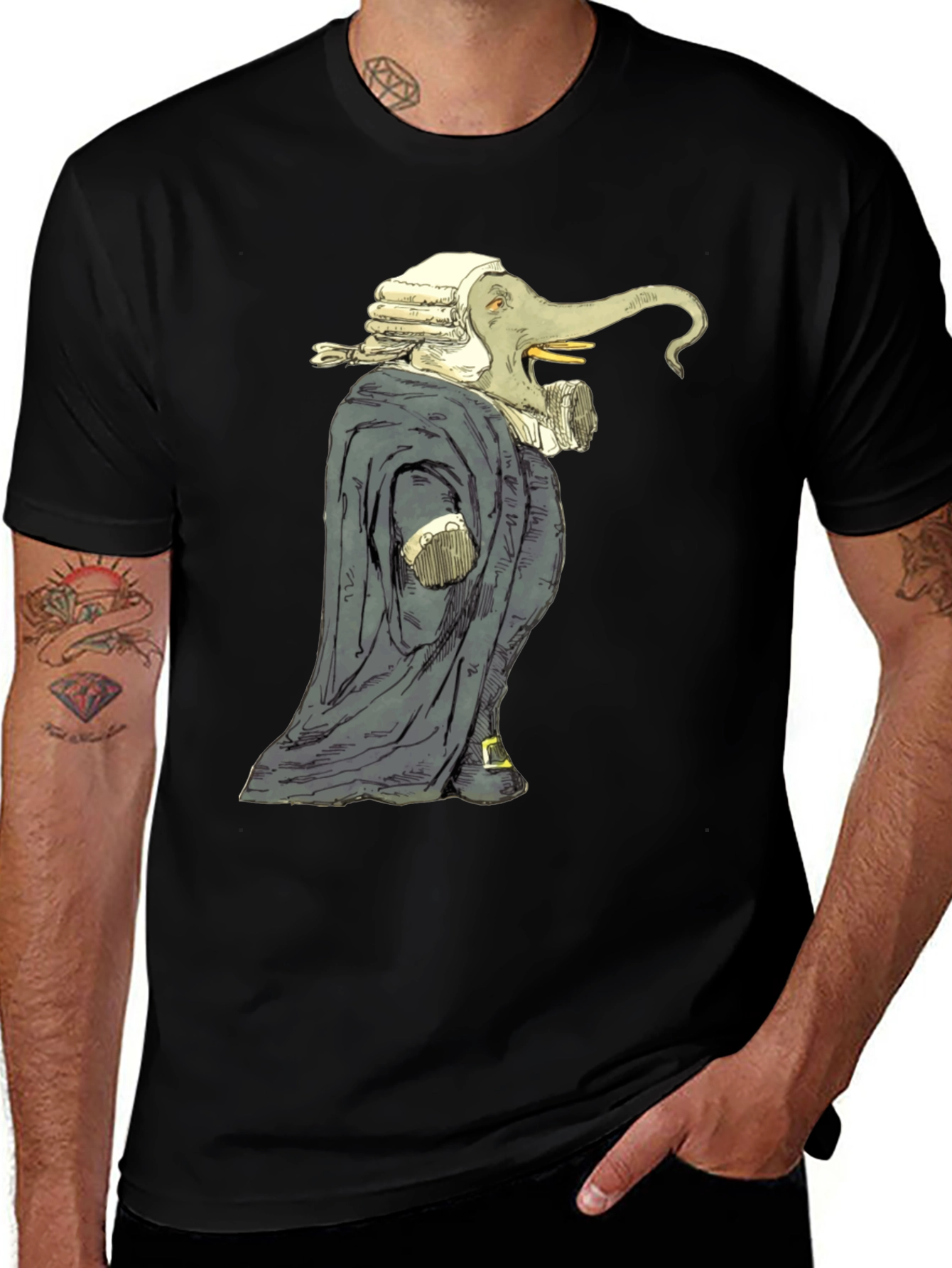 Variant 23 of Elephant Judge Graphic Black T-Shirt