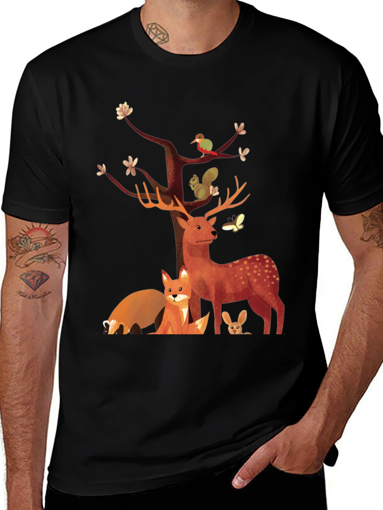 Variant 7 of Nature Scene Graphic Tee - Forest Animals