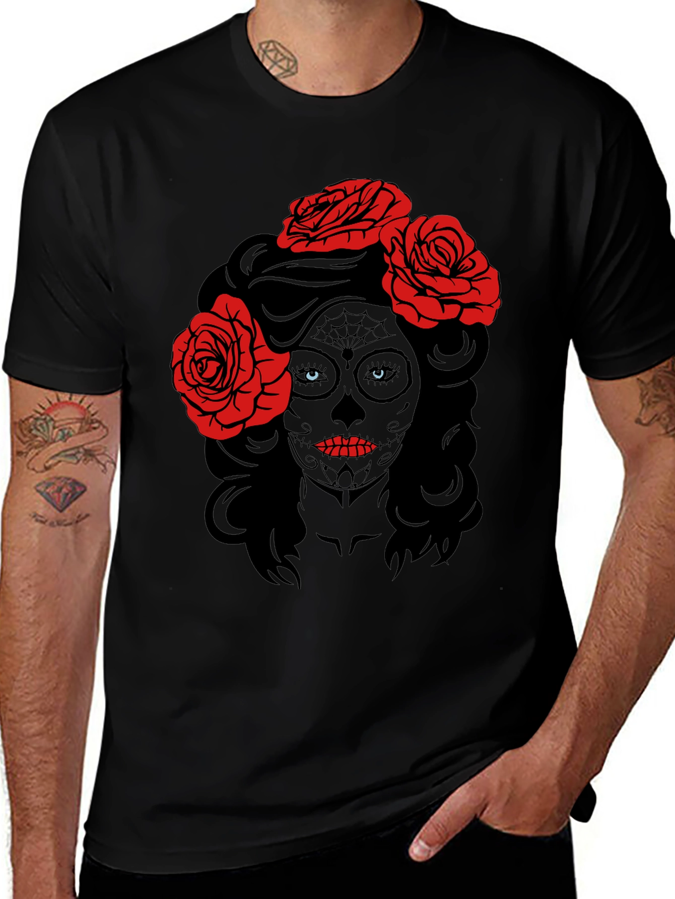 Variant 17 of Sugar Skull Rose Graphic Tee