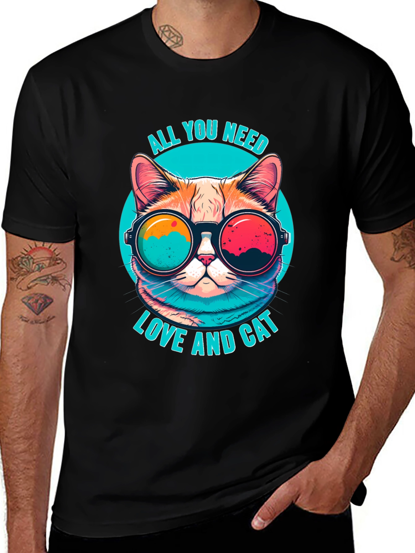 Variant 6 of All You Need is Love and Cat - Graphic T-Shirt