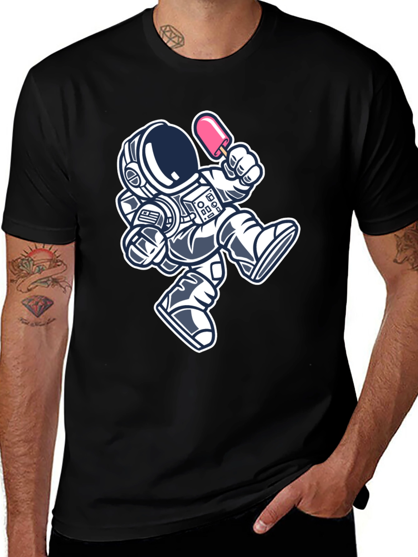 Black Astronaut Ice Cream Black T-Shirt main image