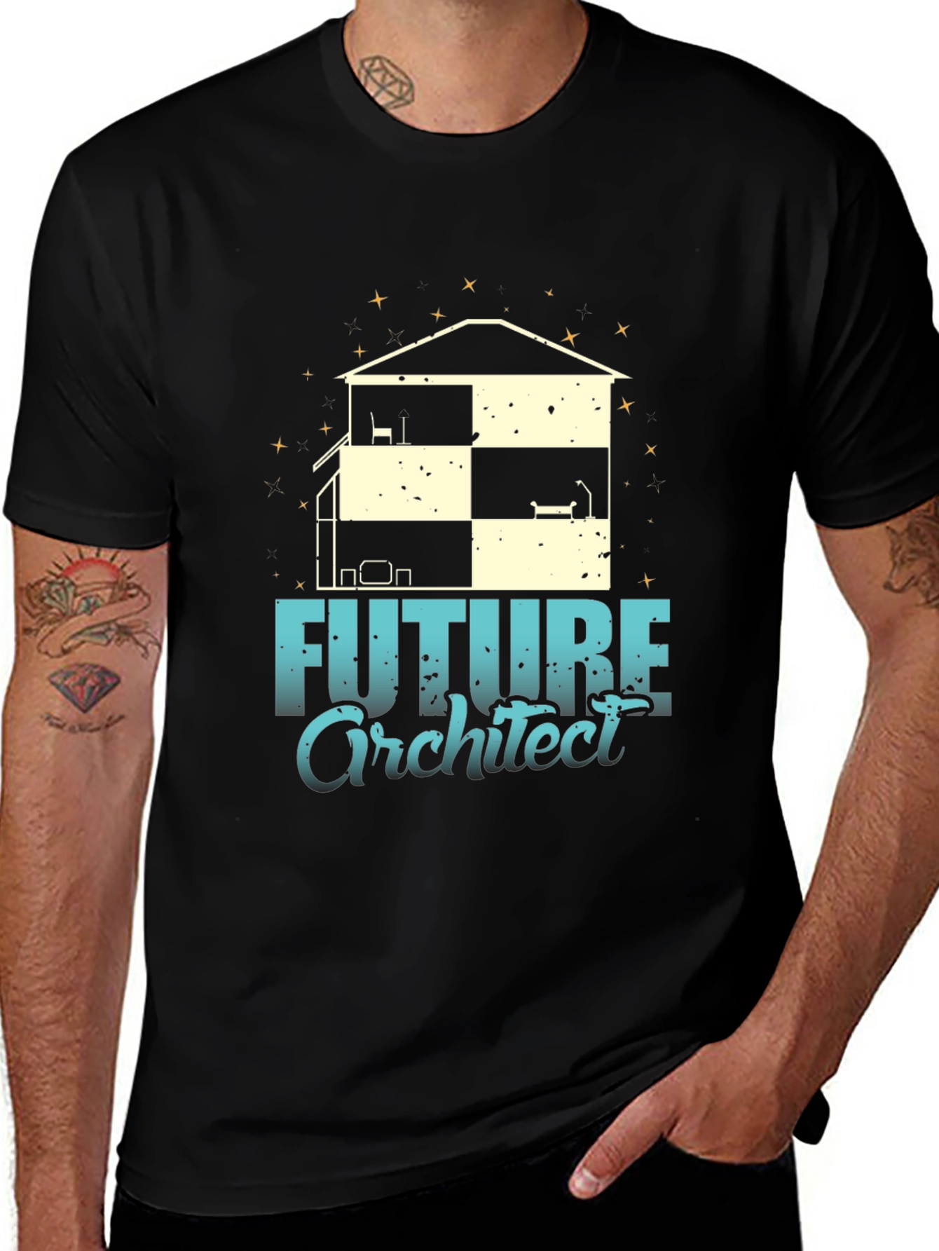 Variant 21 of Future Architect T-Shirt - Two-Story Building Design
