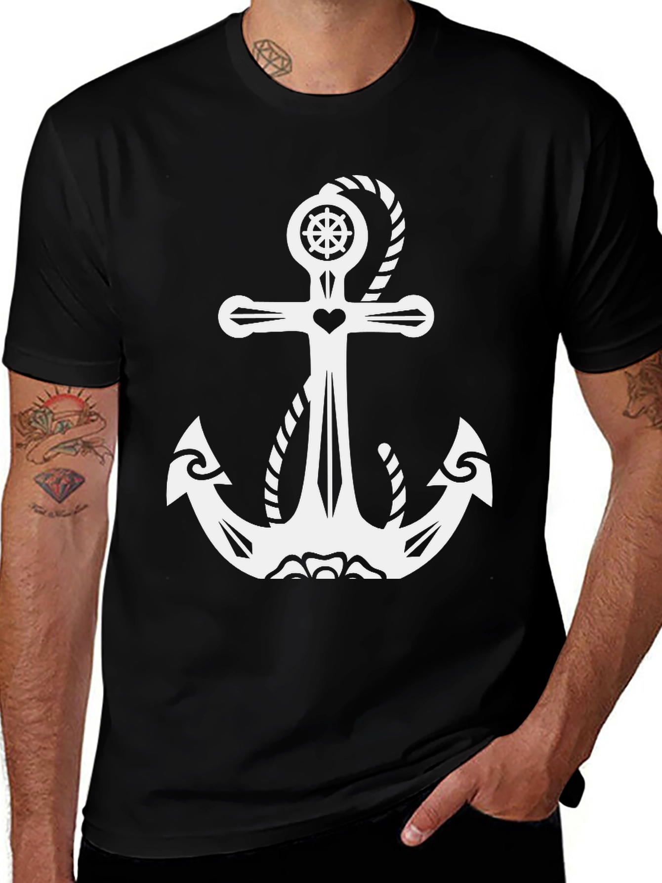 Variant 13 of Anchor Heart T-Shirt - Black, Graphic Tee
