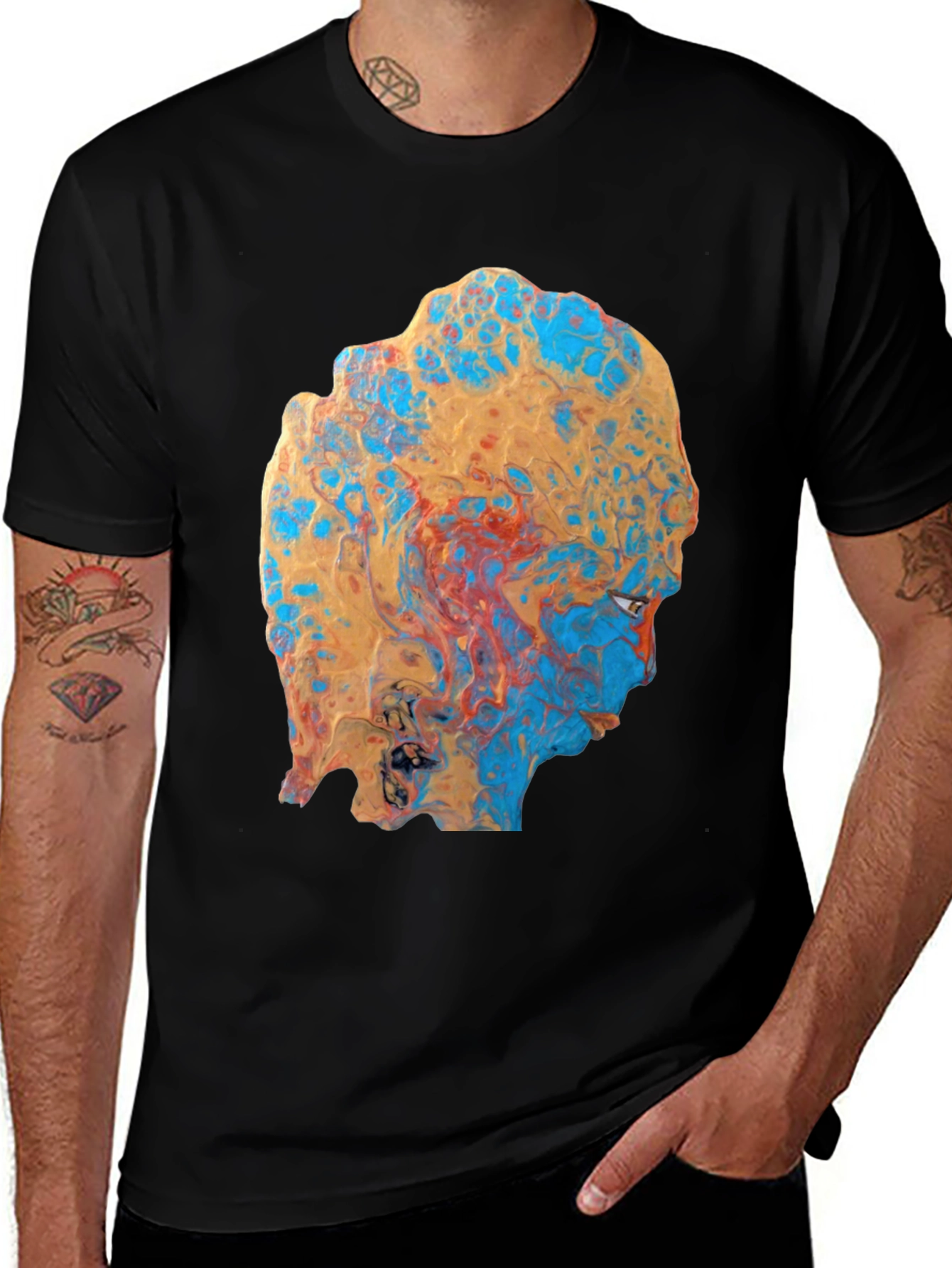 Variant 28 of Abstract Face Print Black T-Shirt