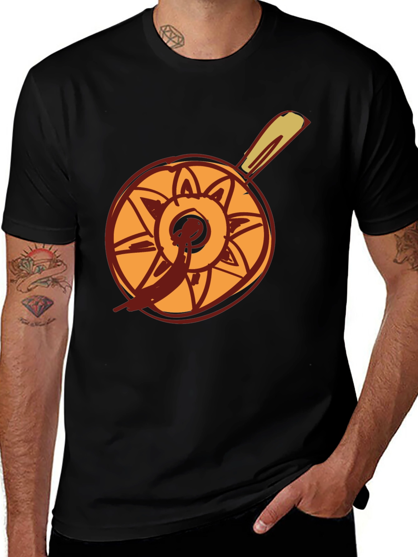Variant 9 of Chef's Whimsical Pan Graphic Tee - Quirky Black T-Shirt