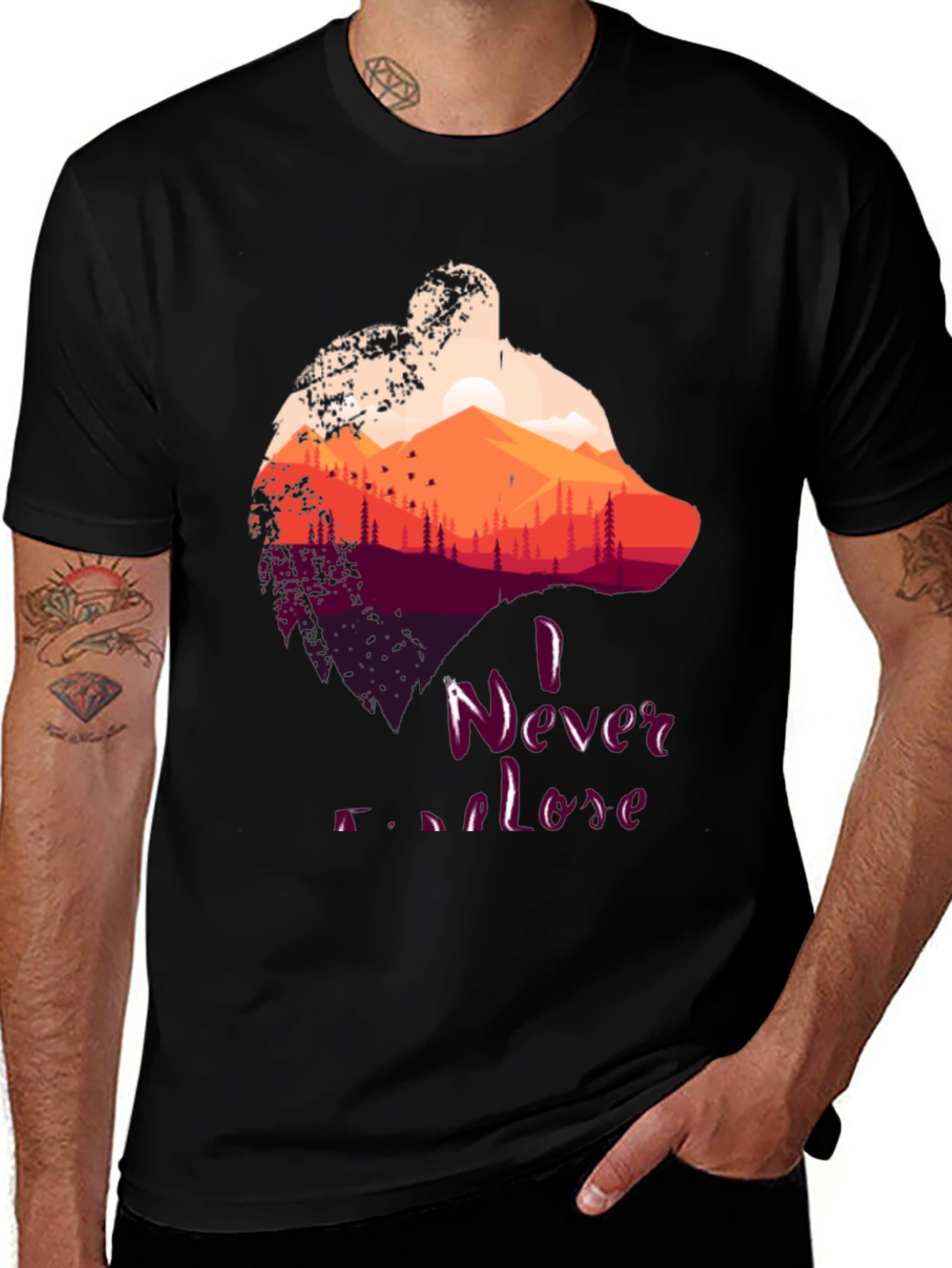 Variant 8 of Bear Silhouette Landscape Graphic Tee