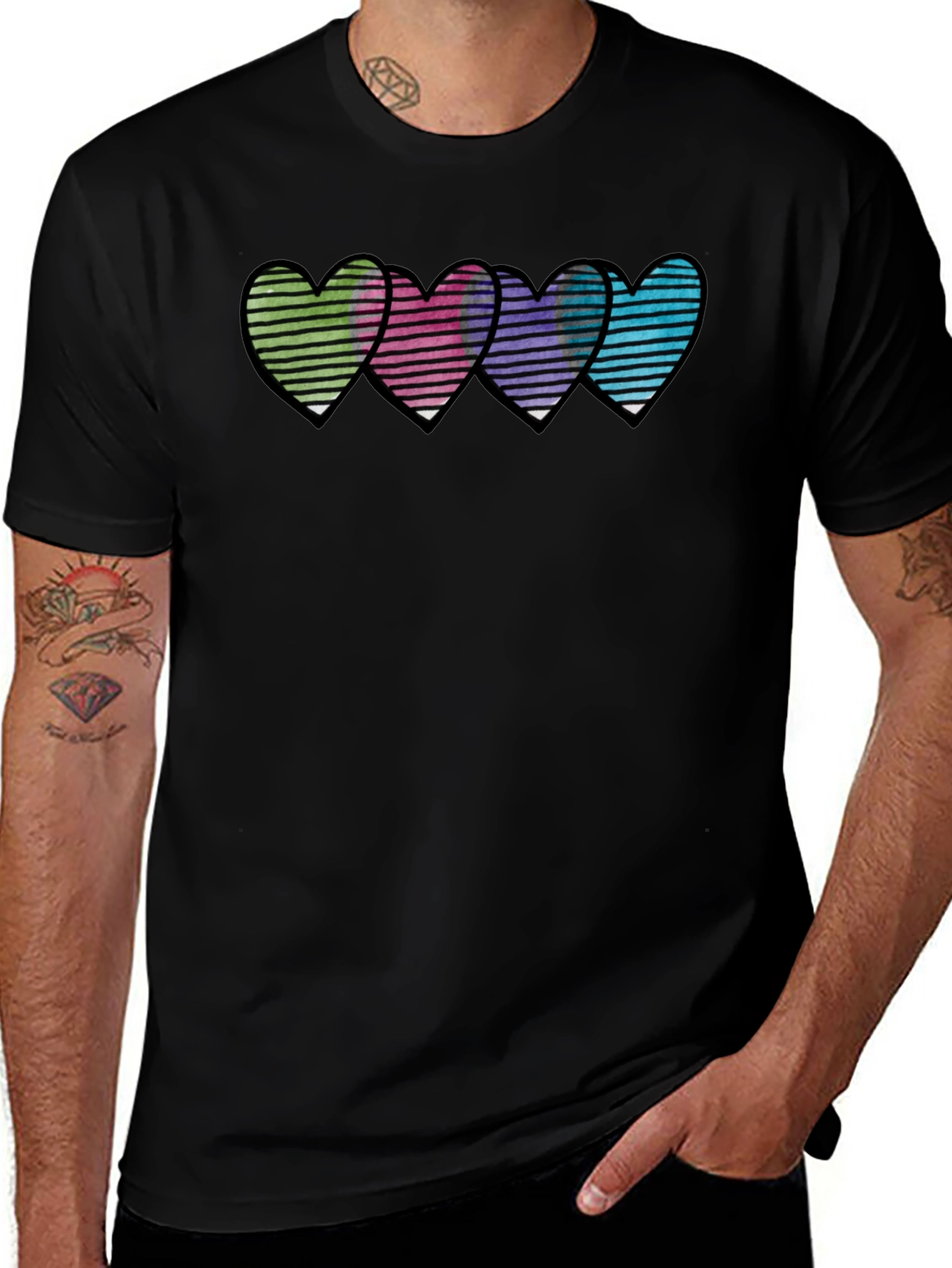 Variant 26 of Heart Stripe Graphic Print Men's T-Shirt