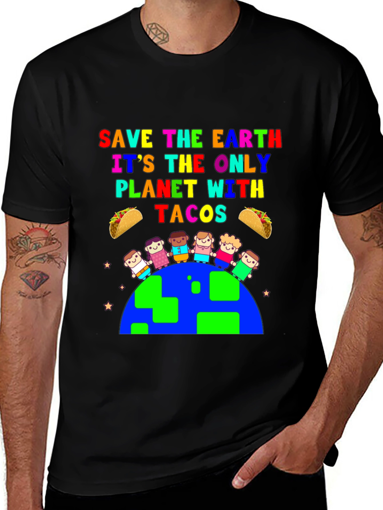Variant 30 of Save The Earth Planet Tacos Graphic T-Shirt