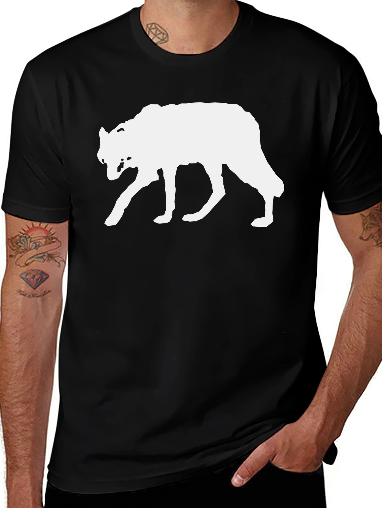 Variant 22 of Wolf Silhouette Graphic Tee - Black