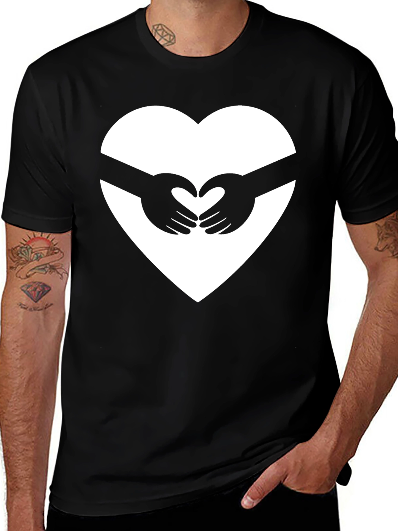Variant 12 of Heart Hands Graphic Tee - Black Unisex Shirt
