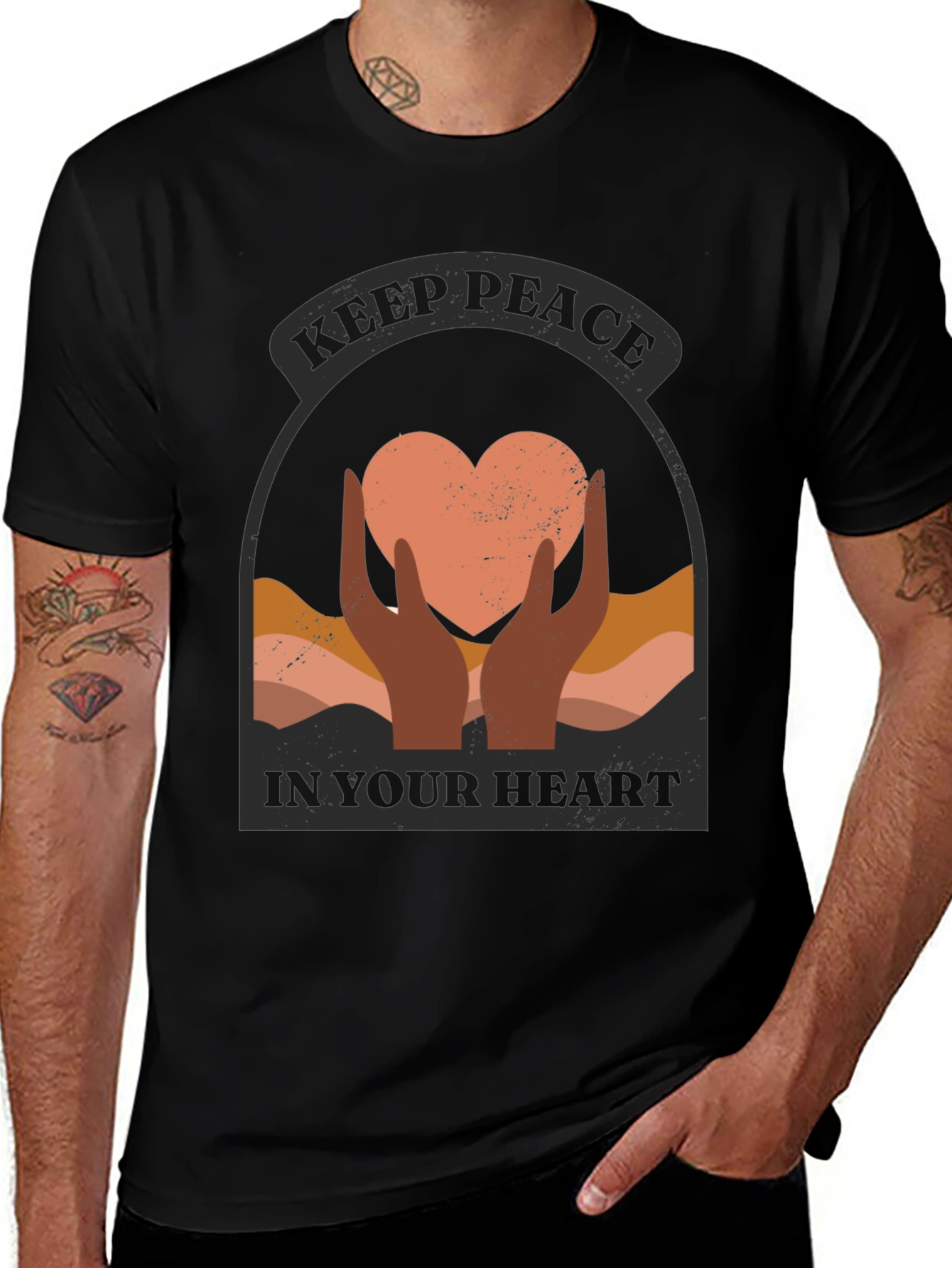 Variant 2 of Keep Peace Heart Graphic T-Shirt