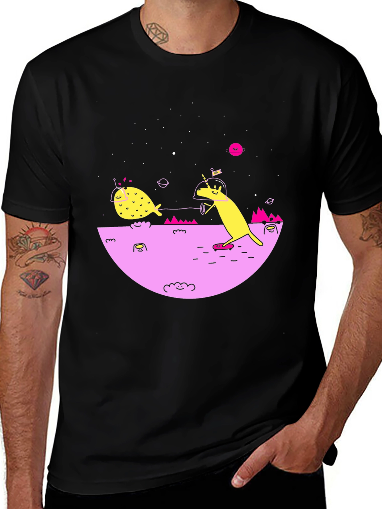Variant 5 of Cosmic Unicorn Black Graphic Tee