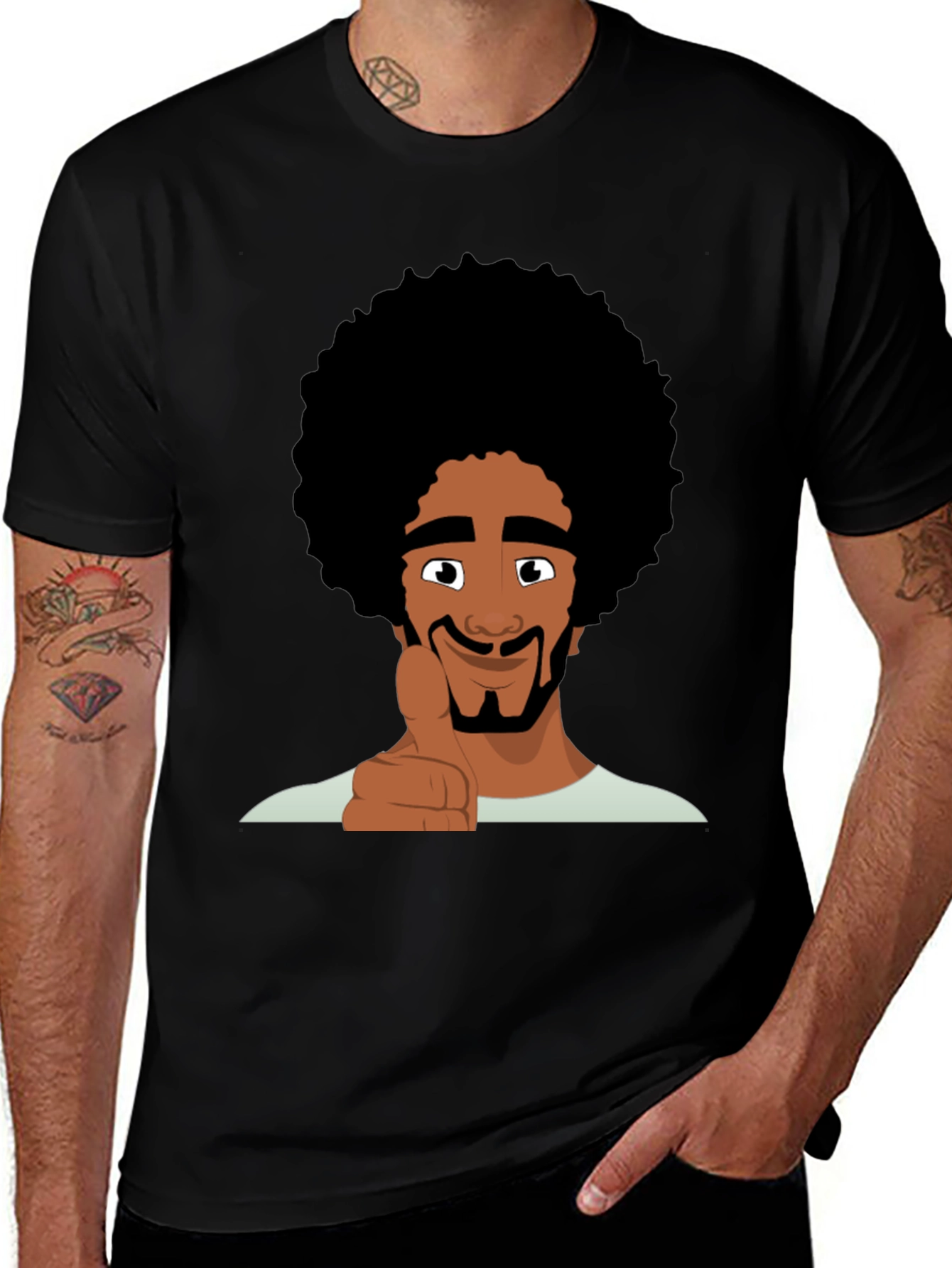 Variant 25 of Cartoon Afro Man Thumbs Up Graphic T-Shirt