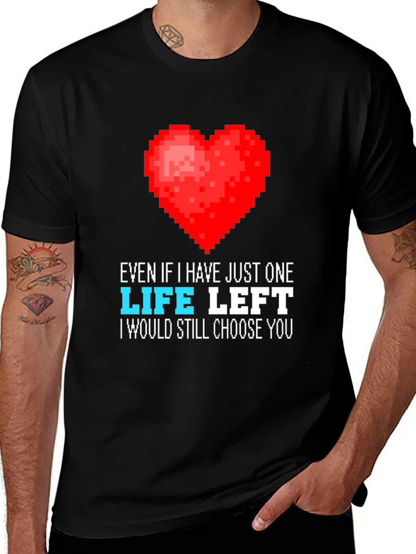Variant 4 of Pixel Heart Gamer Love T-Shirt