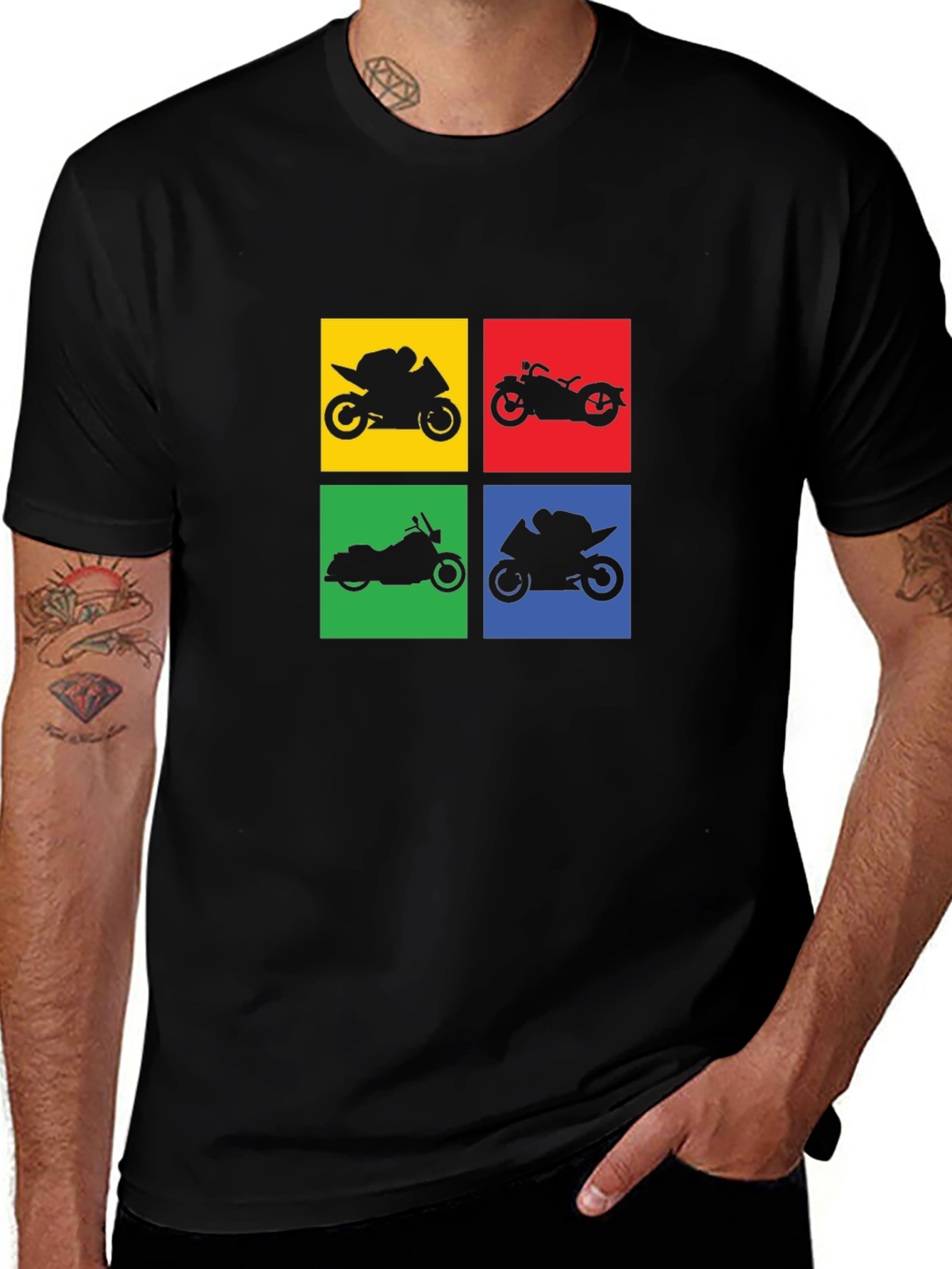 Variant 24 of Motorcycle Silhouette Graphic T-Shirt - Black