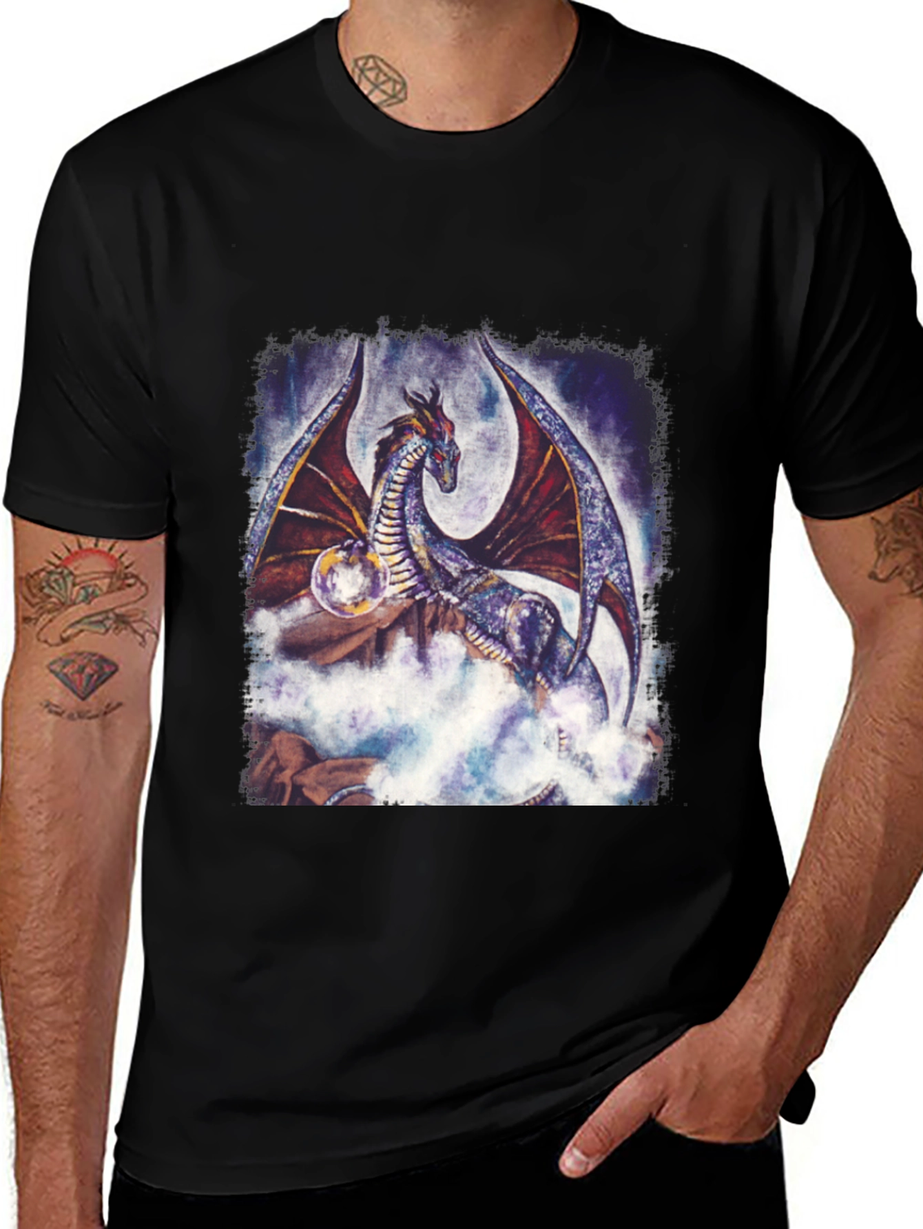 Variant 6 of Dragon Graphic Tee - Fantasy Art T-Shirt