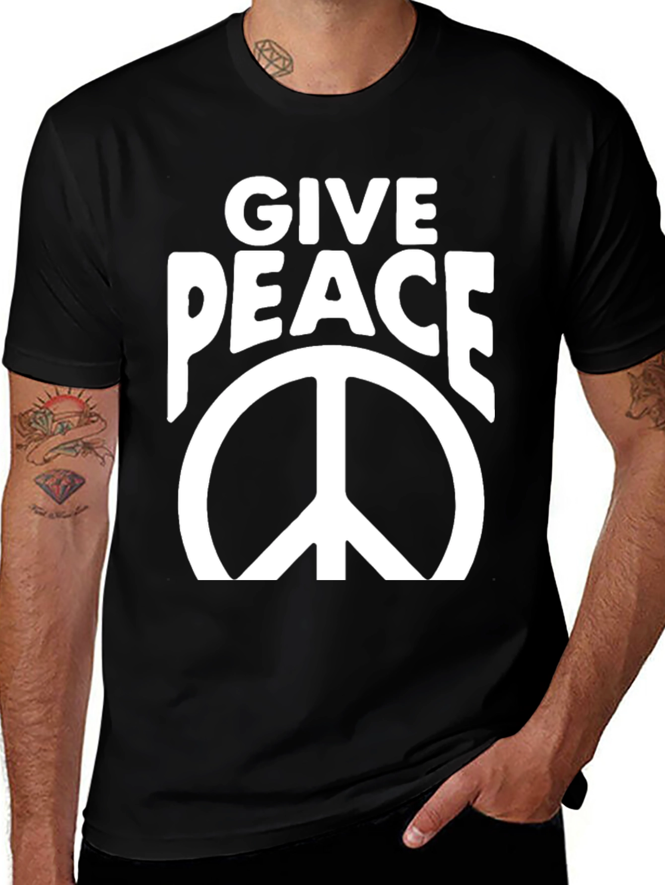 Variant 19 of Give Peace Black Graphic T-Shirt