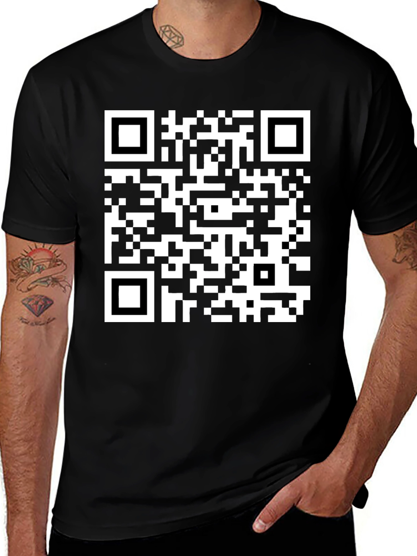 Variant 9 of QR Code Graphic Print Black T-Shirt