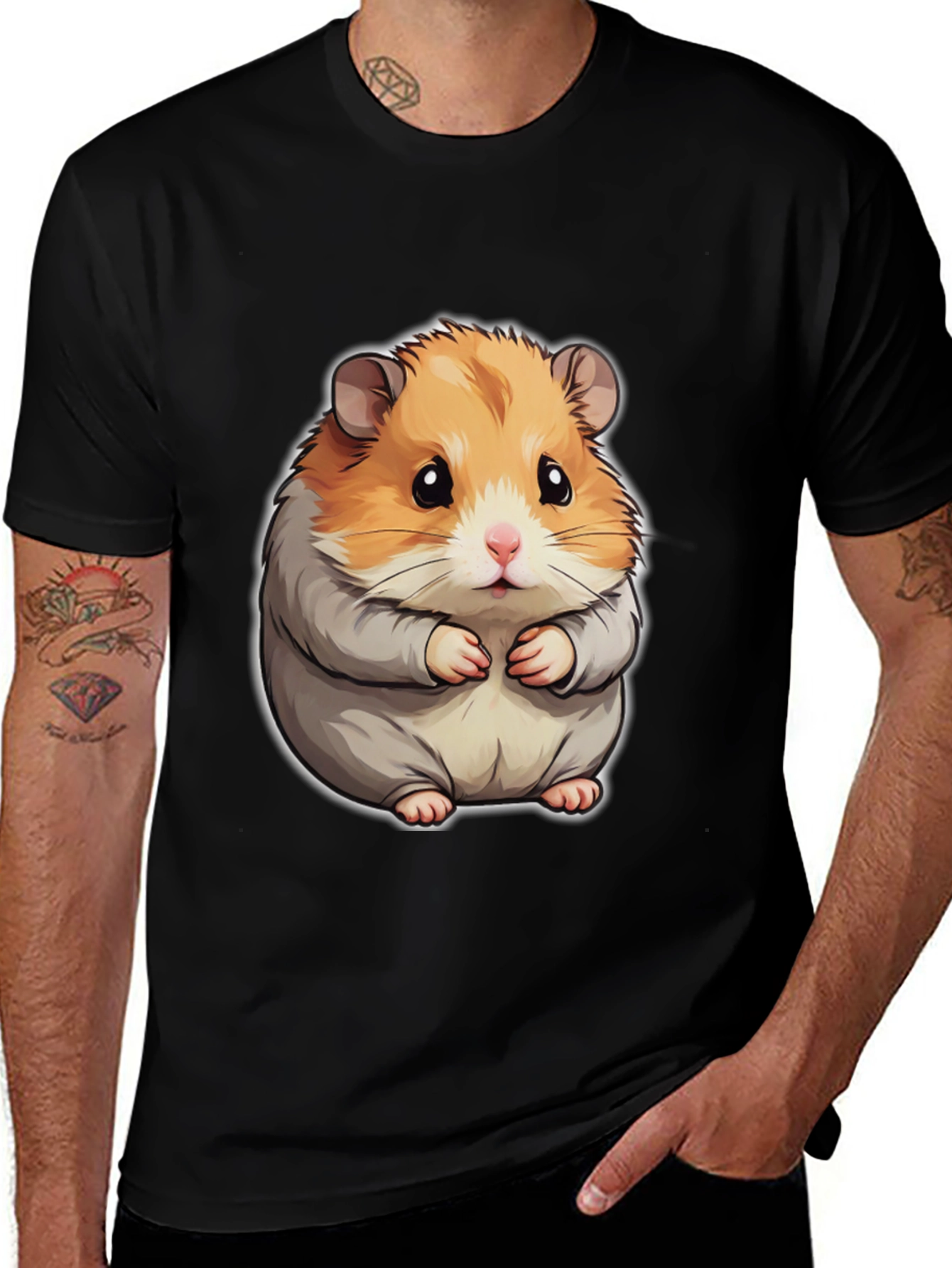 Variant 22 of Cute Hamster Graphic Tee - Unisex Black T-Shirt