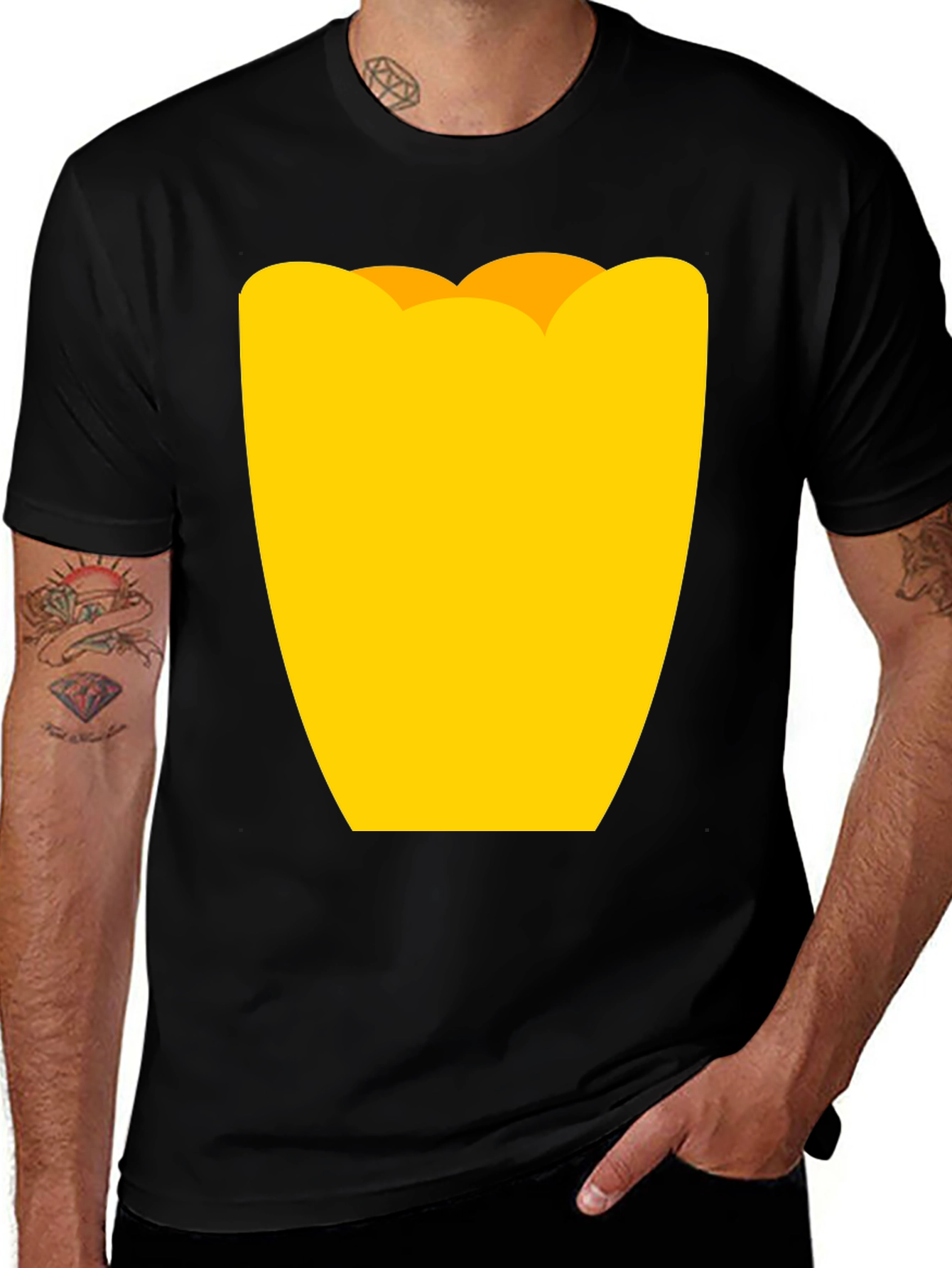 Variant 27 of Mens Black Graphic Tee - Yellow Tulip Design