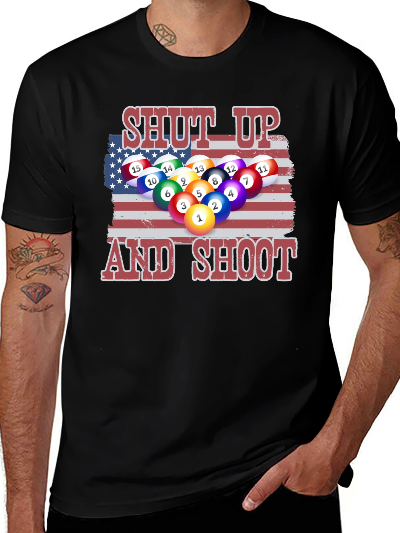 Variant 27 of Patriotic Pool T-Shirt: Shut Up and Shoot!