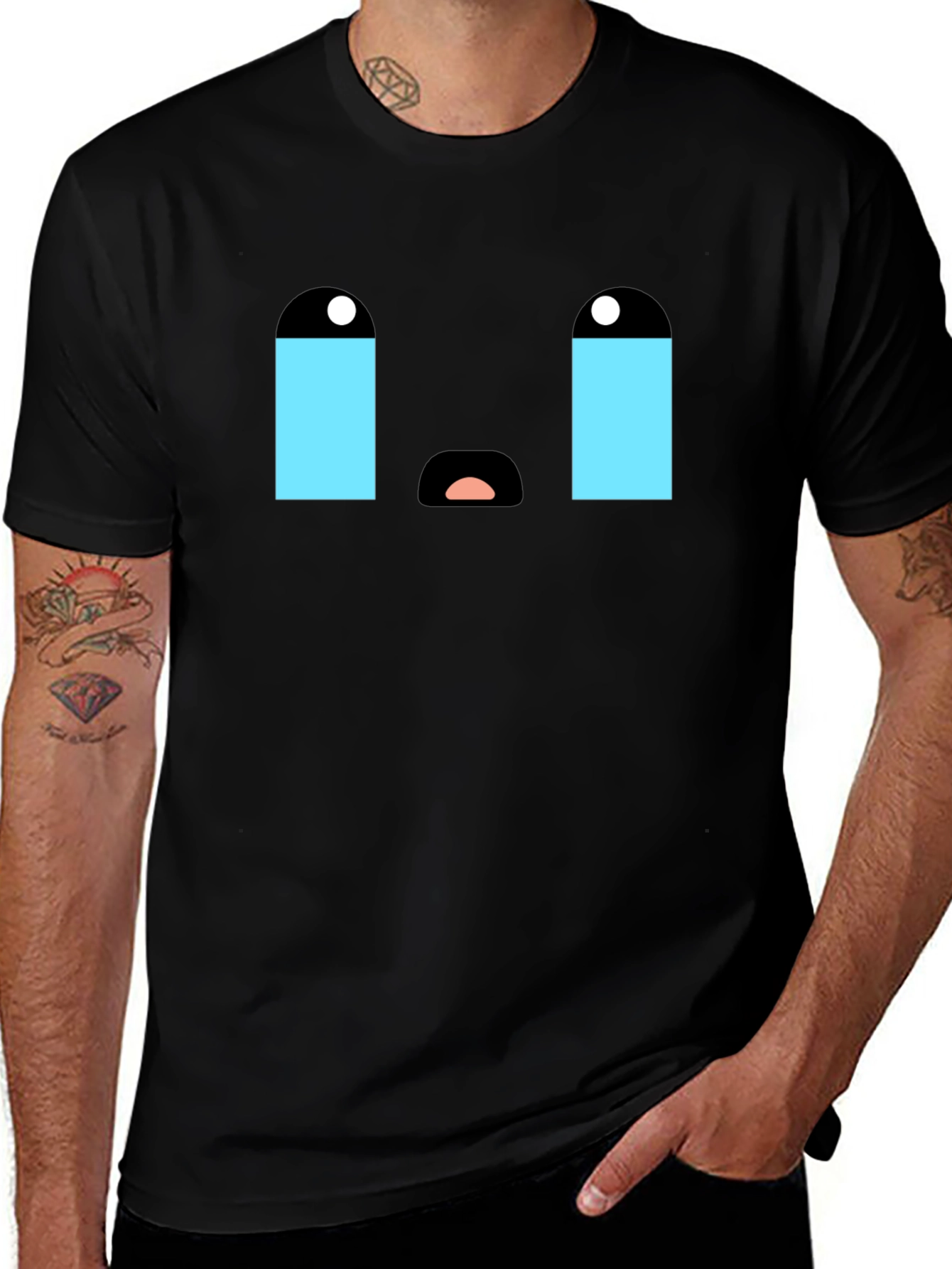 Variant 17 of Sad Face Graphic Black T-Shirt