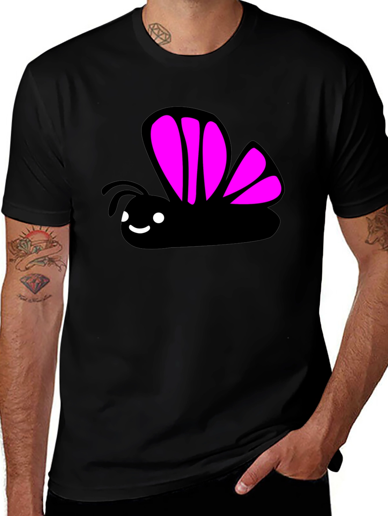 Variant 16 of Cute Butterfly Graphic Tee - Black T-Shirt
