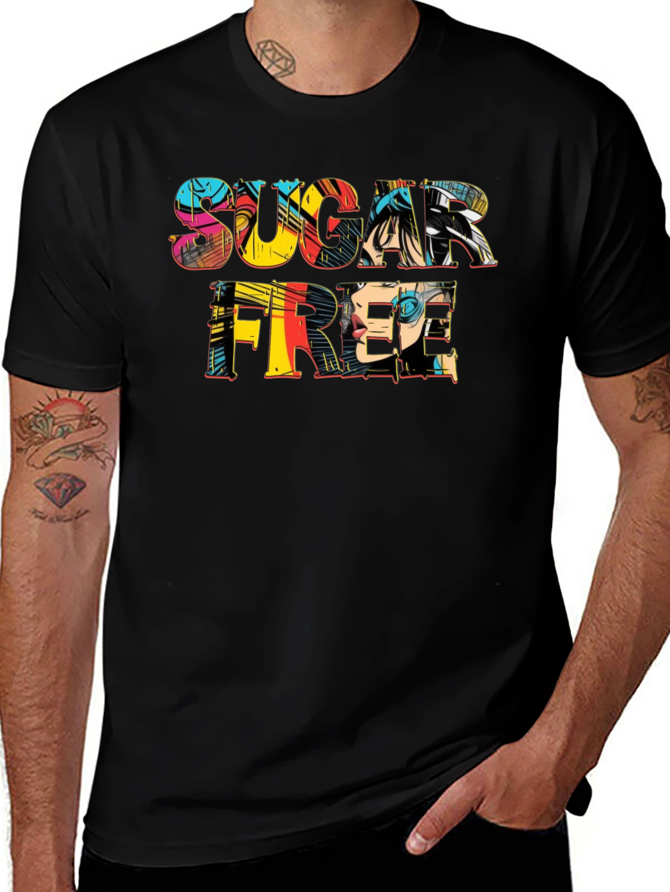 Variant 12 of Sugar Free Anime Graphic Black T-Shirt
