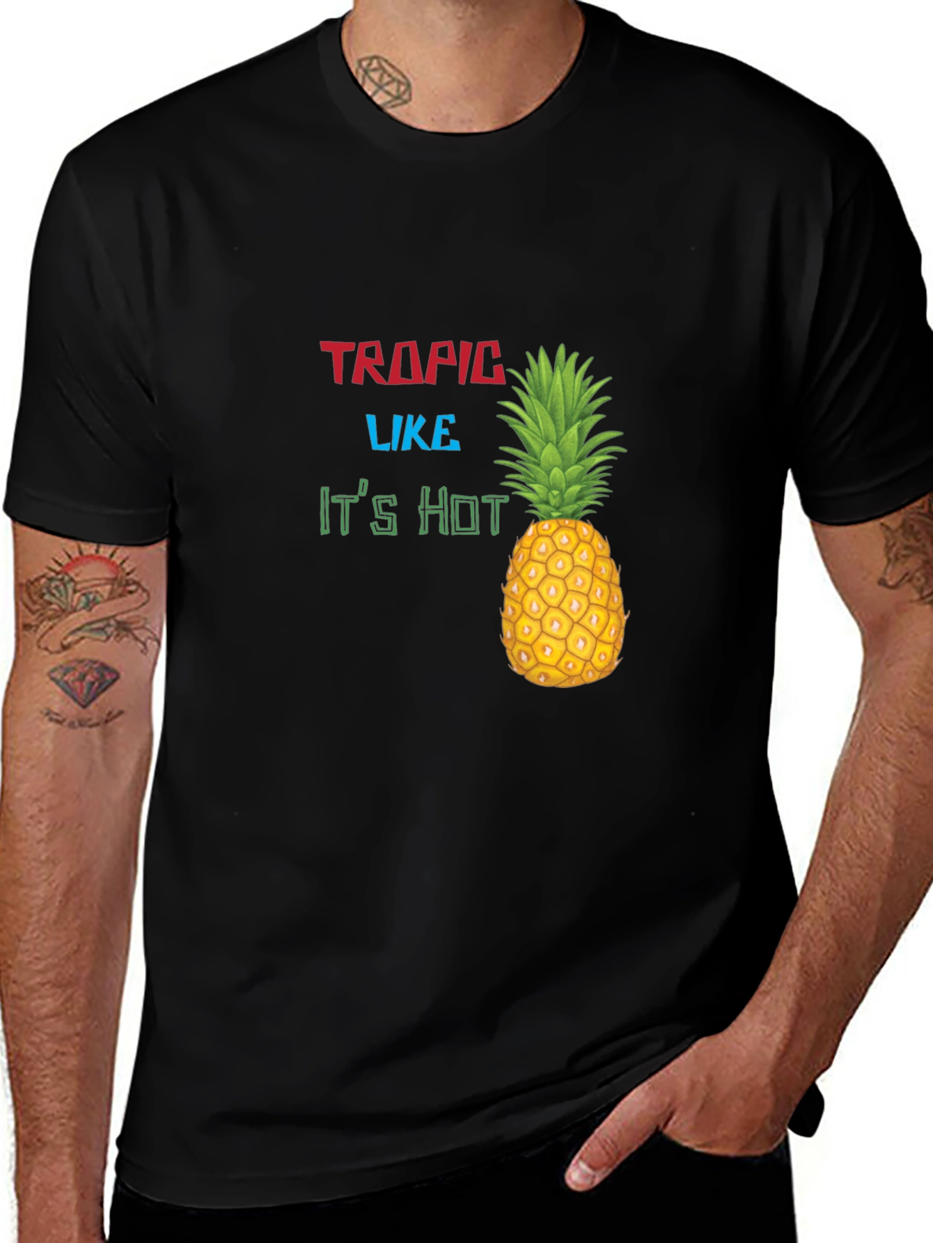 Variant 26 of Tropic Like It's Hot Graphic Black T-Shirt