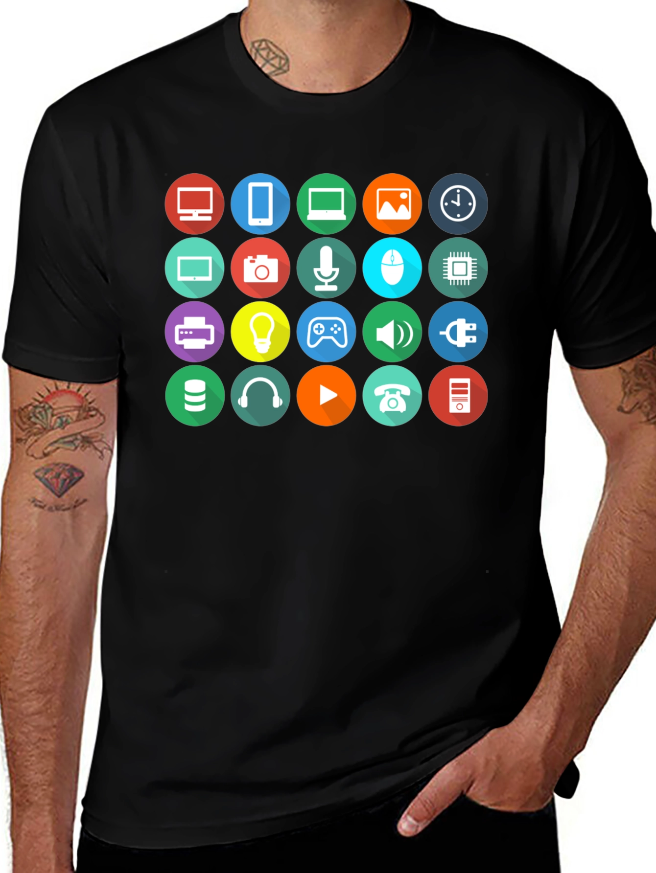 Variant 15 of Tech Icons Black T-Shirt