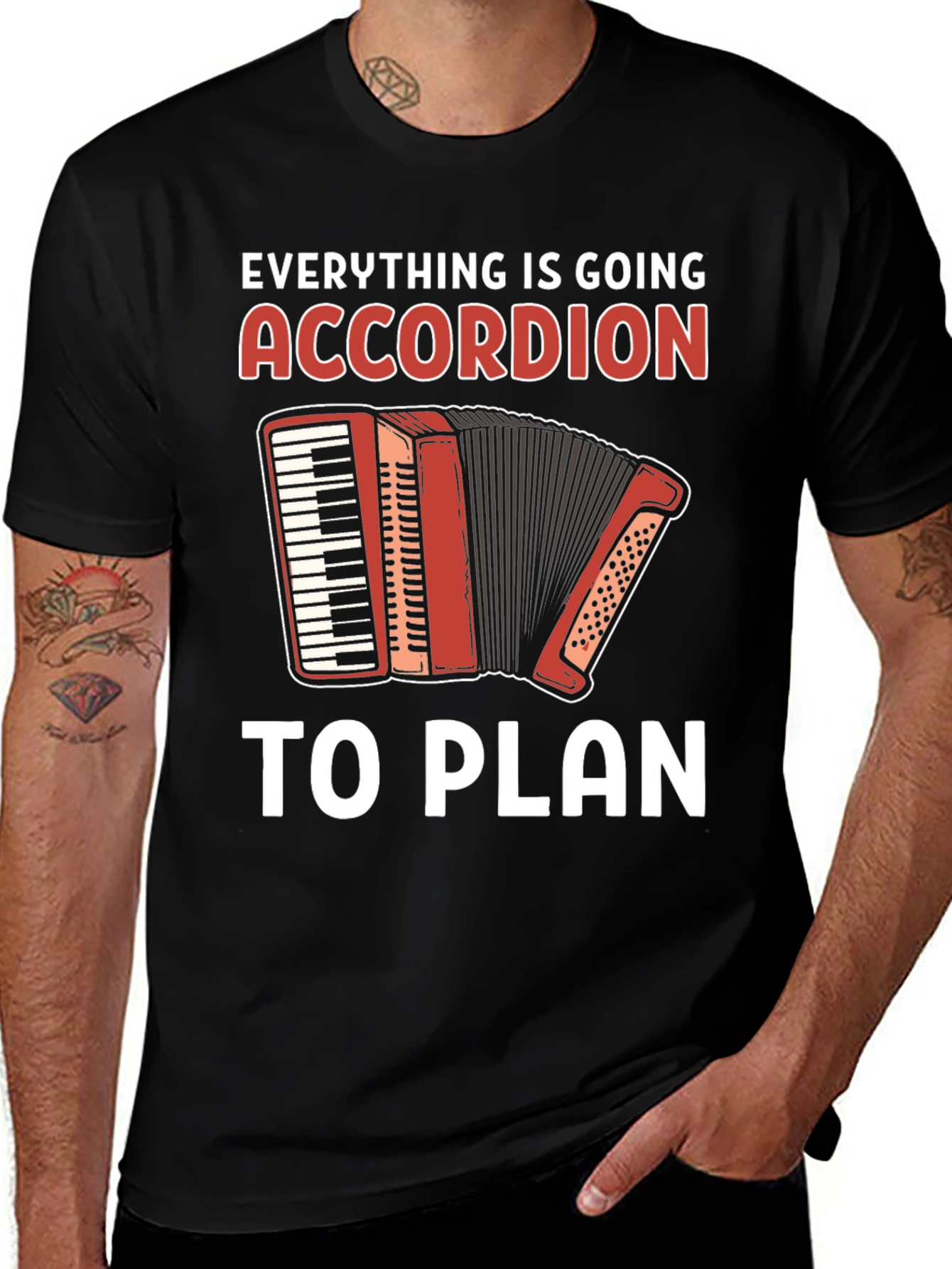 Variant 22 of Accordion Pun T-Shirt - Everything is Going to Plan