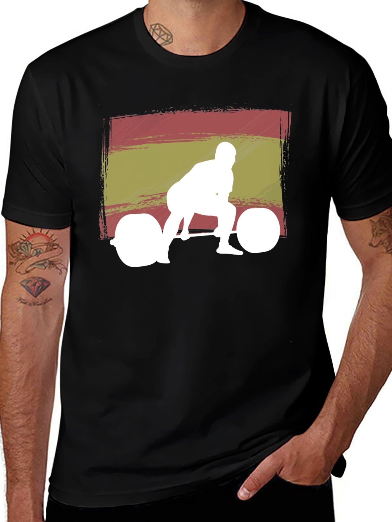 Black Spanish Flag Weightlifter Graphic Tee main image