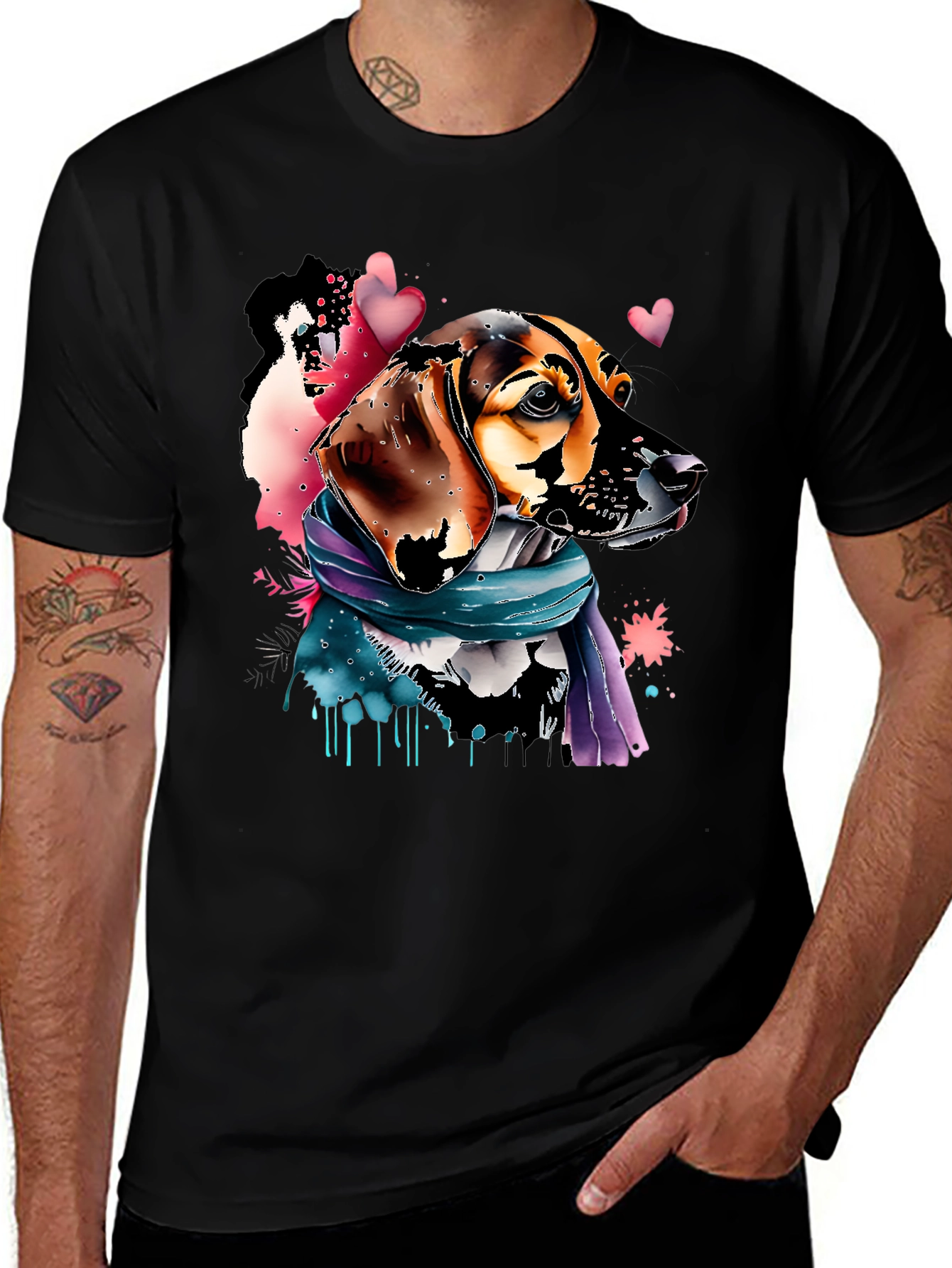 Variant 4 of Dog Lover's Watercolor Art T-Shirt