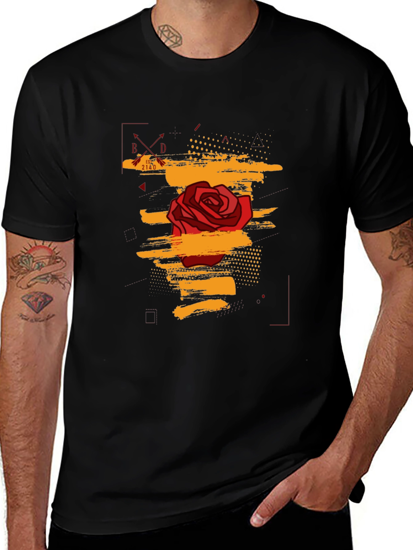 Variant 18 of Rose Graphic Black T-Shirt - Trendy Streetwear