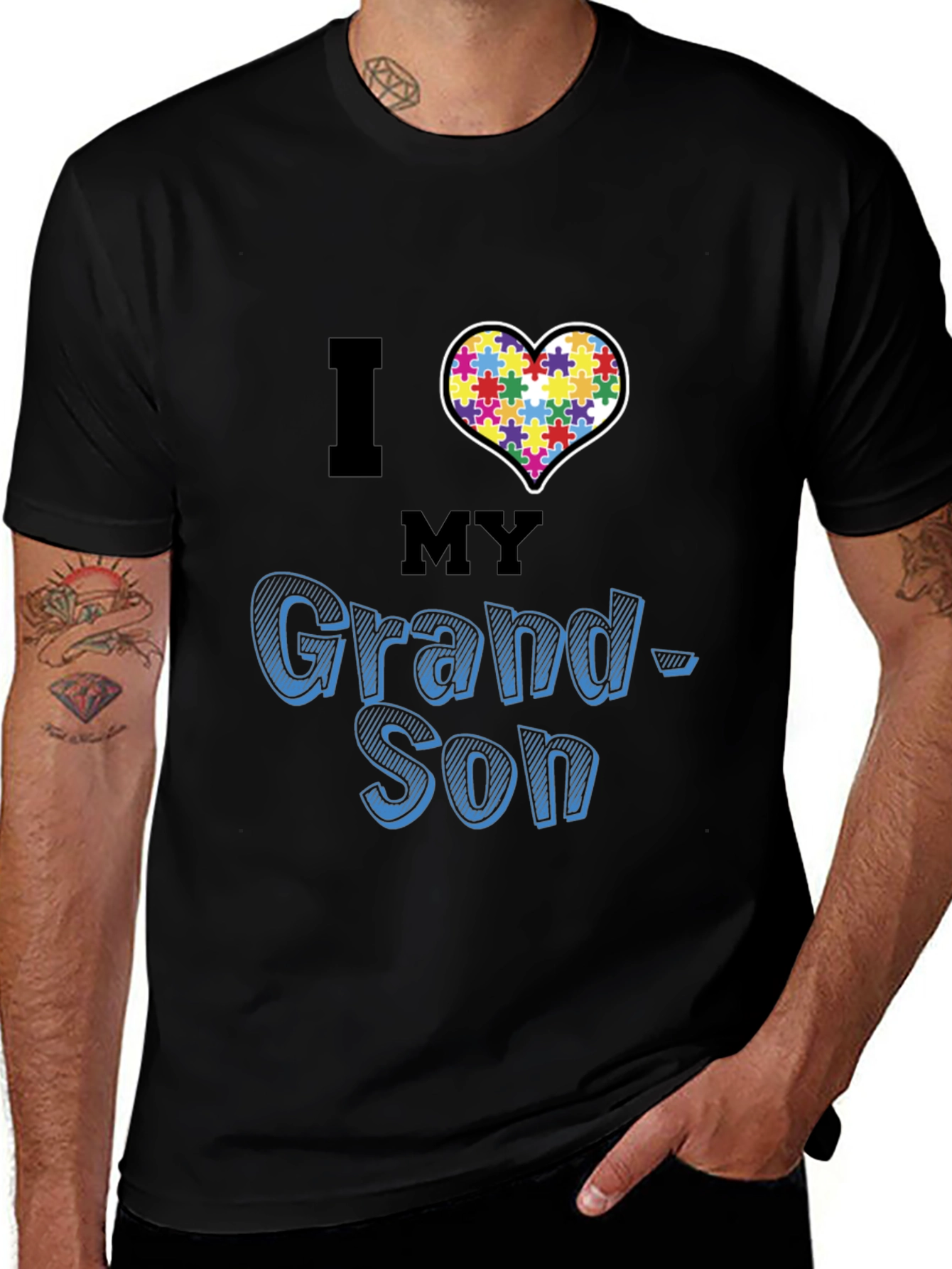 I Heart My Grandson Autism Awareness T-Shirt