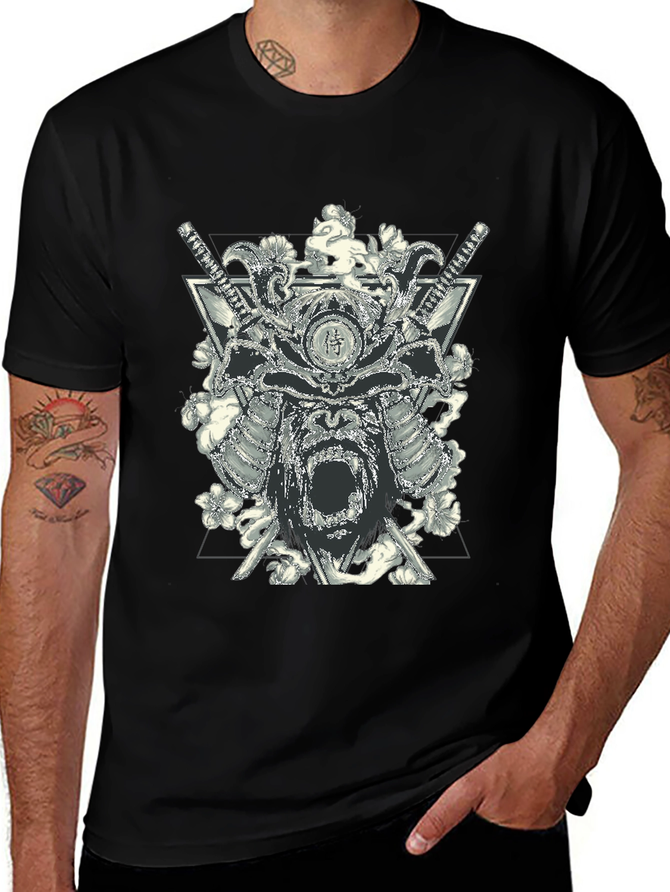 Variant 21 of Samurai Gorilla Black Graphic T-Shirt