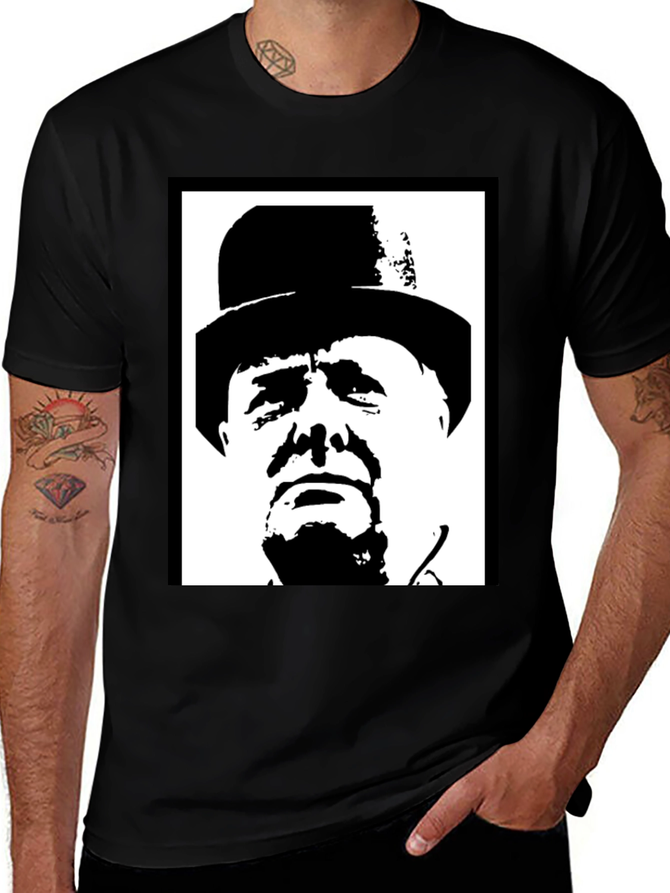 Variant 30 of Winston Churchill Portrait T-Shirt - Black