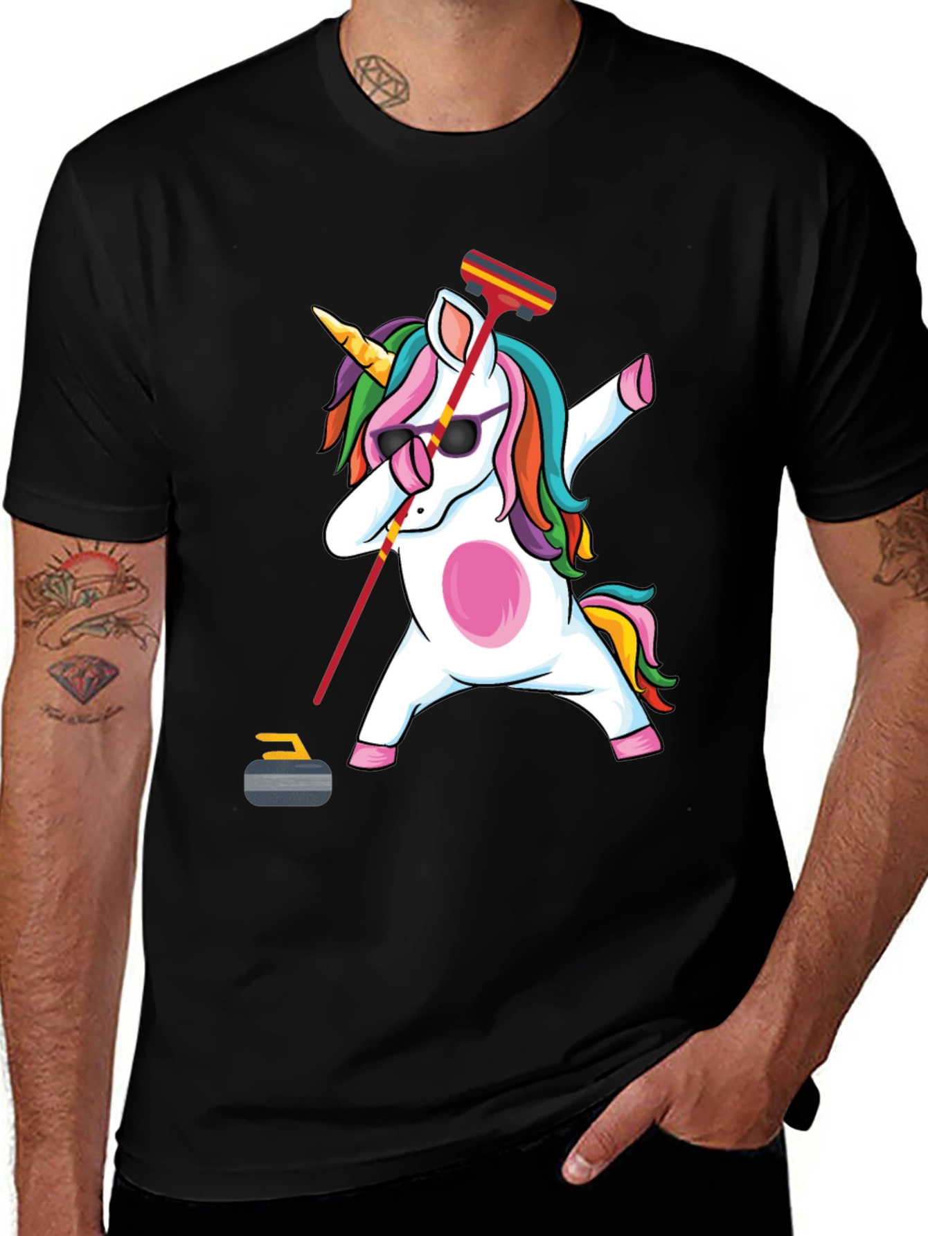 Variant 27 of Curling Unicorn Dab T-Shirt