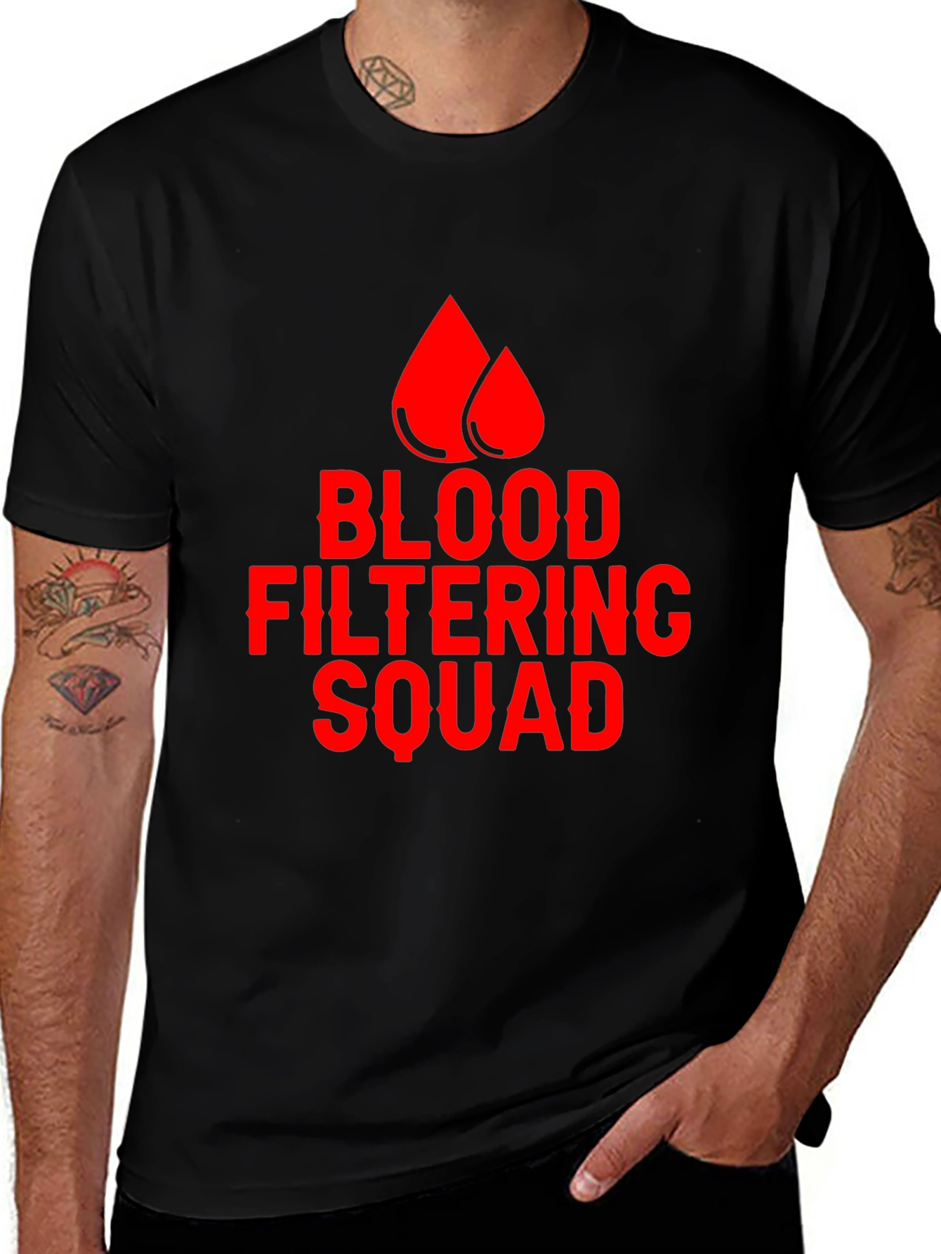 Variant 5 of Blood Filtering Squad Tee - Red Graphic Print