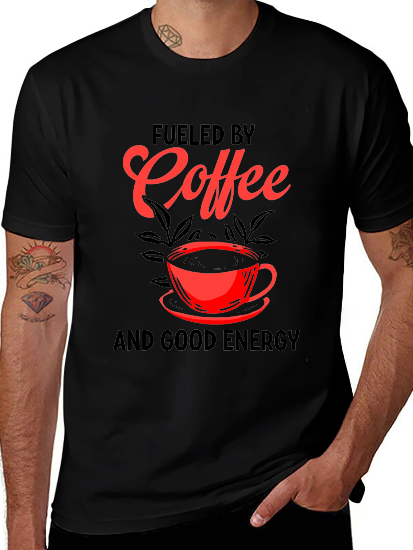 Variant 29 of Fueled by Coffee Graphic Tee - Black Cotton Blend