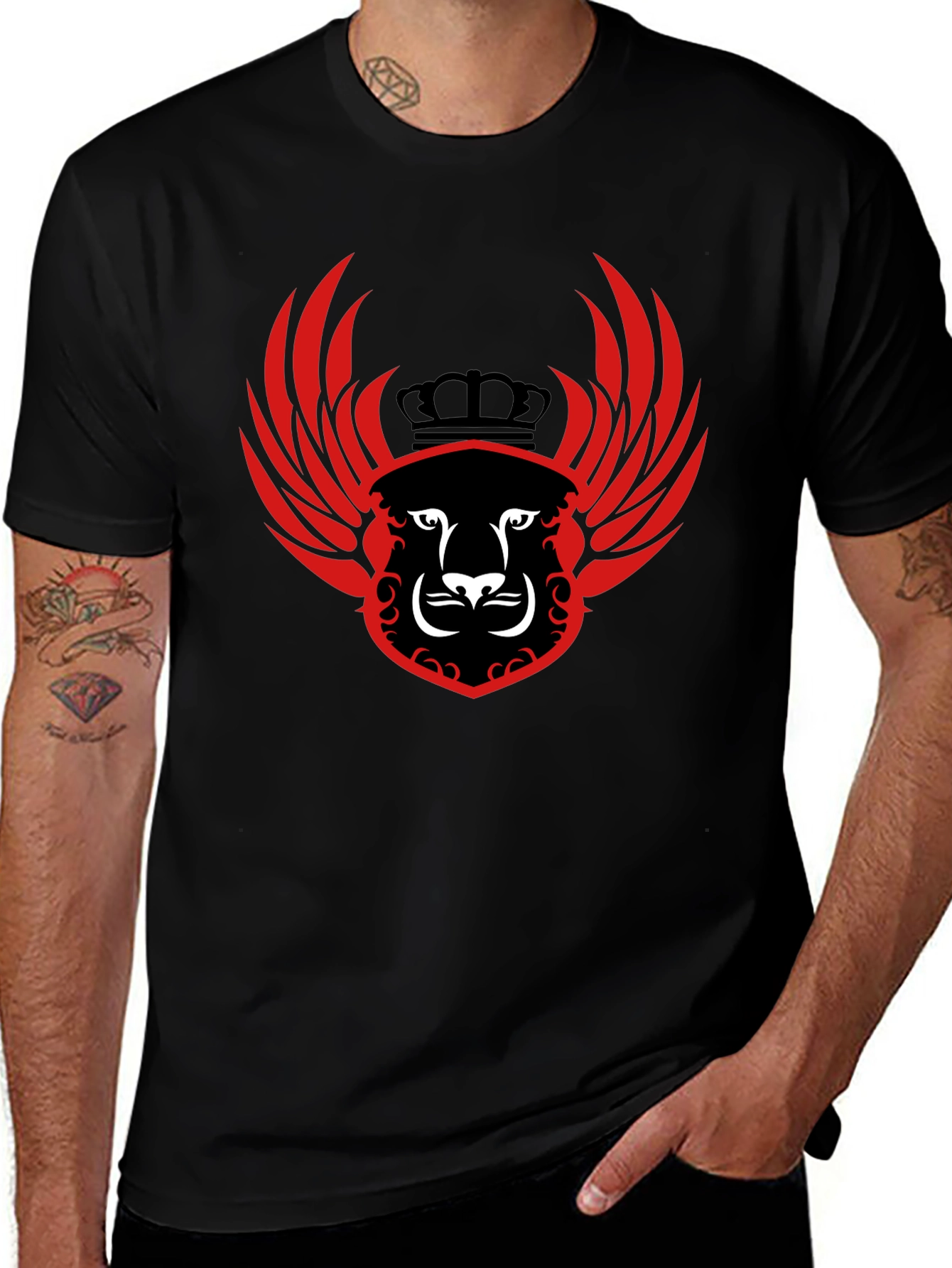 Variant 21 of Winged Lion Crest Black T-Shirt