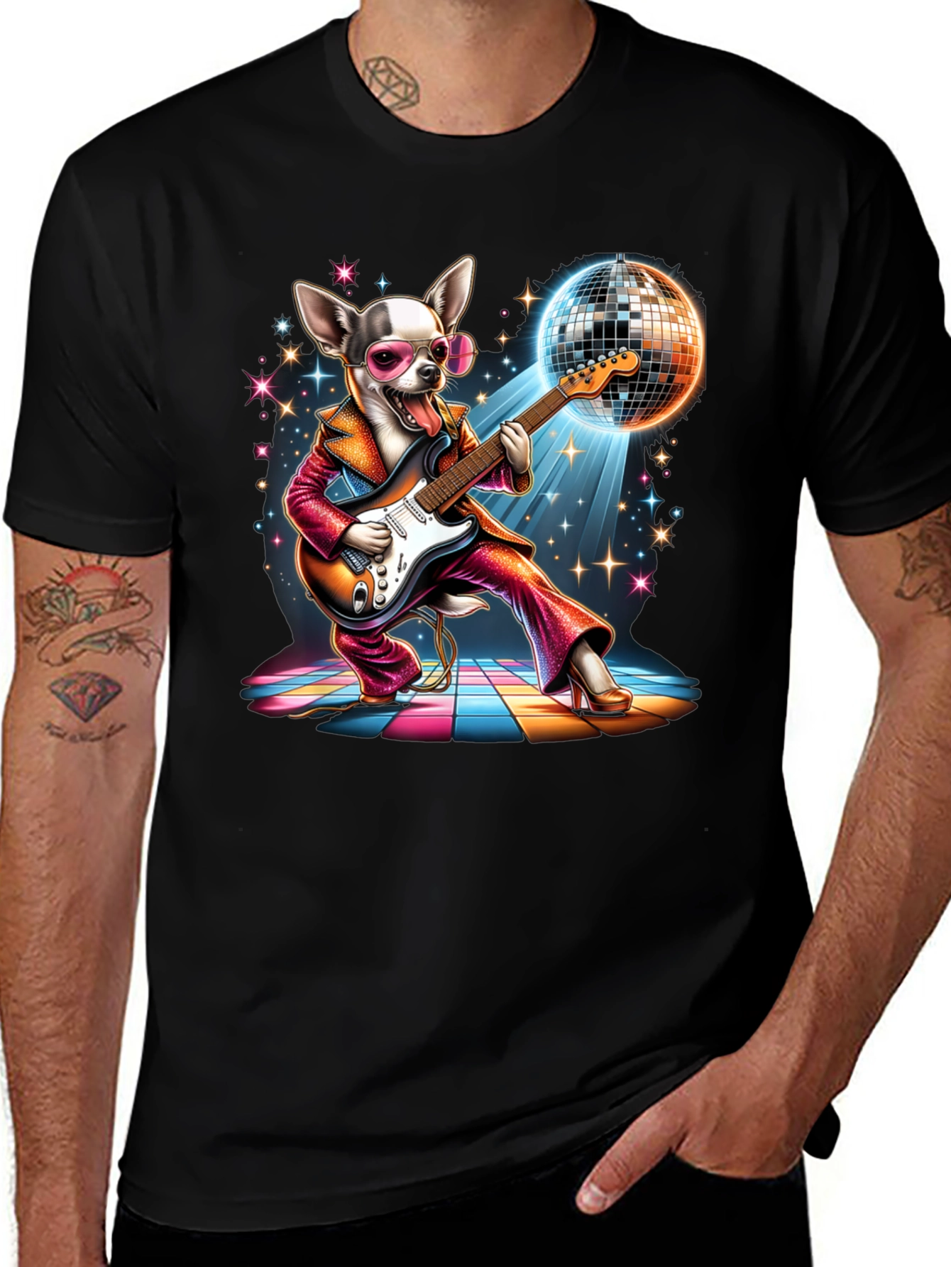 Variant 21 of Disco Dog T-Shirt - Groovy Guitarist Tee