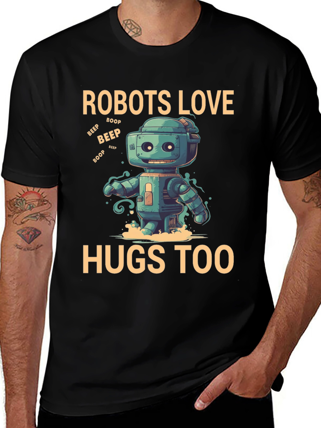 Variant 29 of Robots Love Hugs Too T-Shirt, Graphic Tee