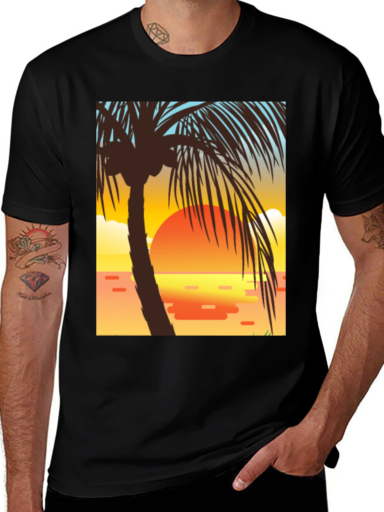 Variant 6 of Sunset Palm Tree Graphic Tee
