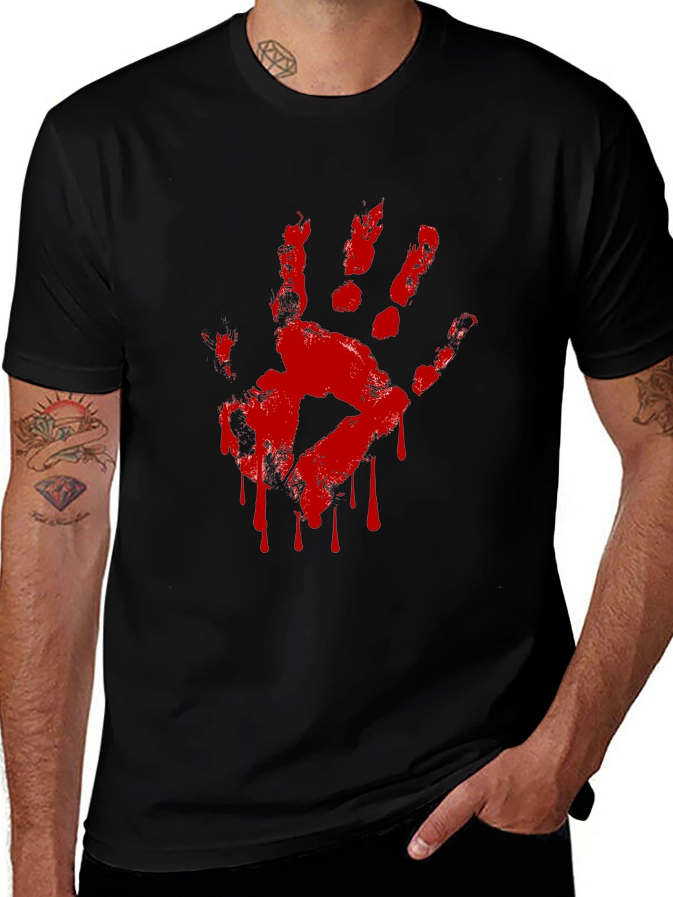Variant 24 of Bloody Handprint Graphic T-Shirt - Horror Halloween Tee